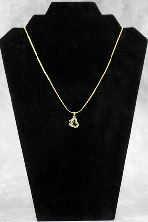 Gold-Tone Textured Chain Necklace with Heart Pendant for Women | Fashion Jewellery