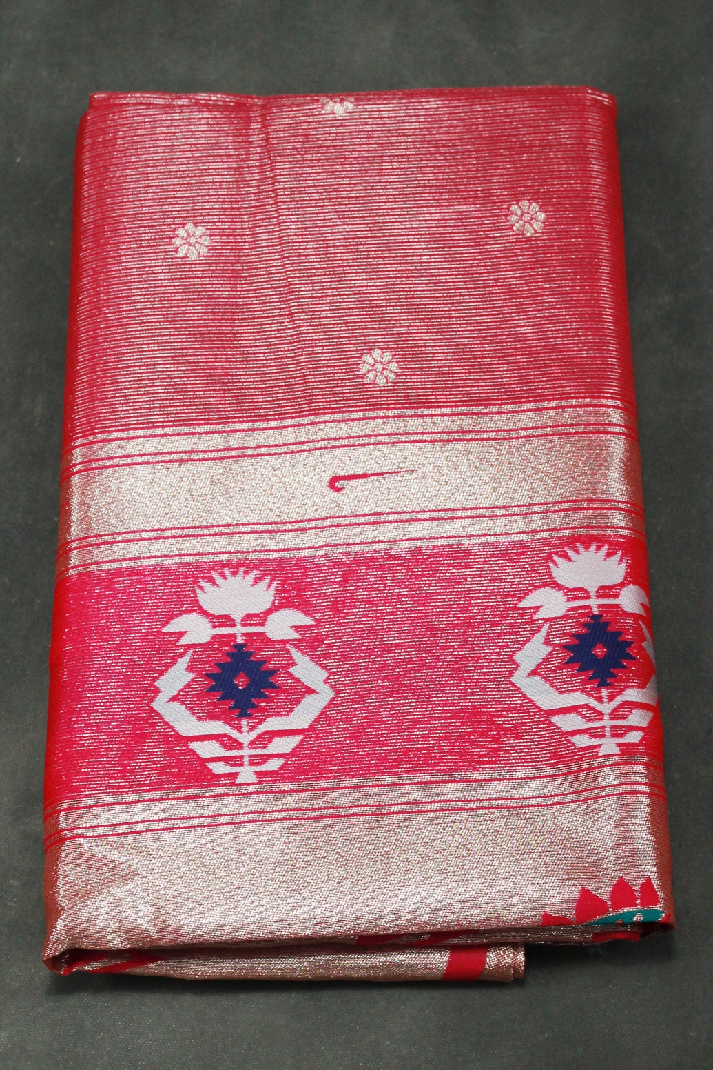 Dark Pink Paithani Tissue Fabric Saree with Zari Weaving and Blouse - Dark Pink