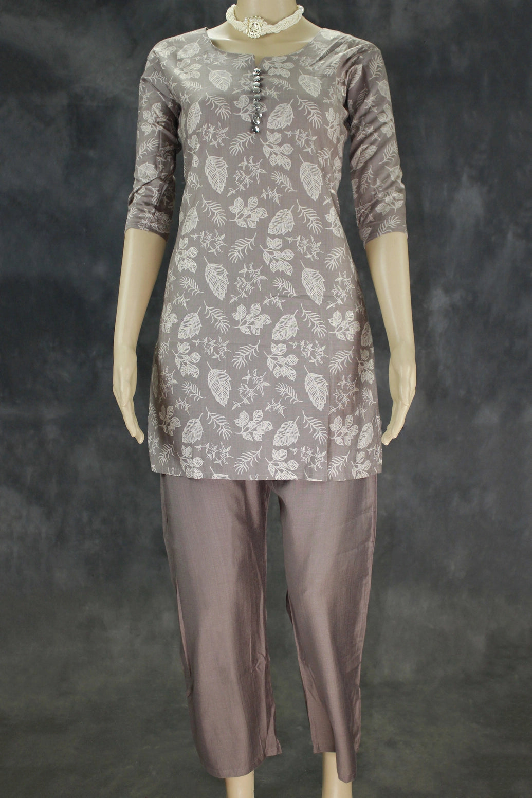 Light Brown Cotton Kurta Set for Women - Light Brown