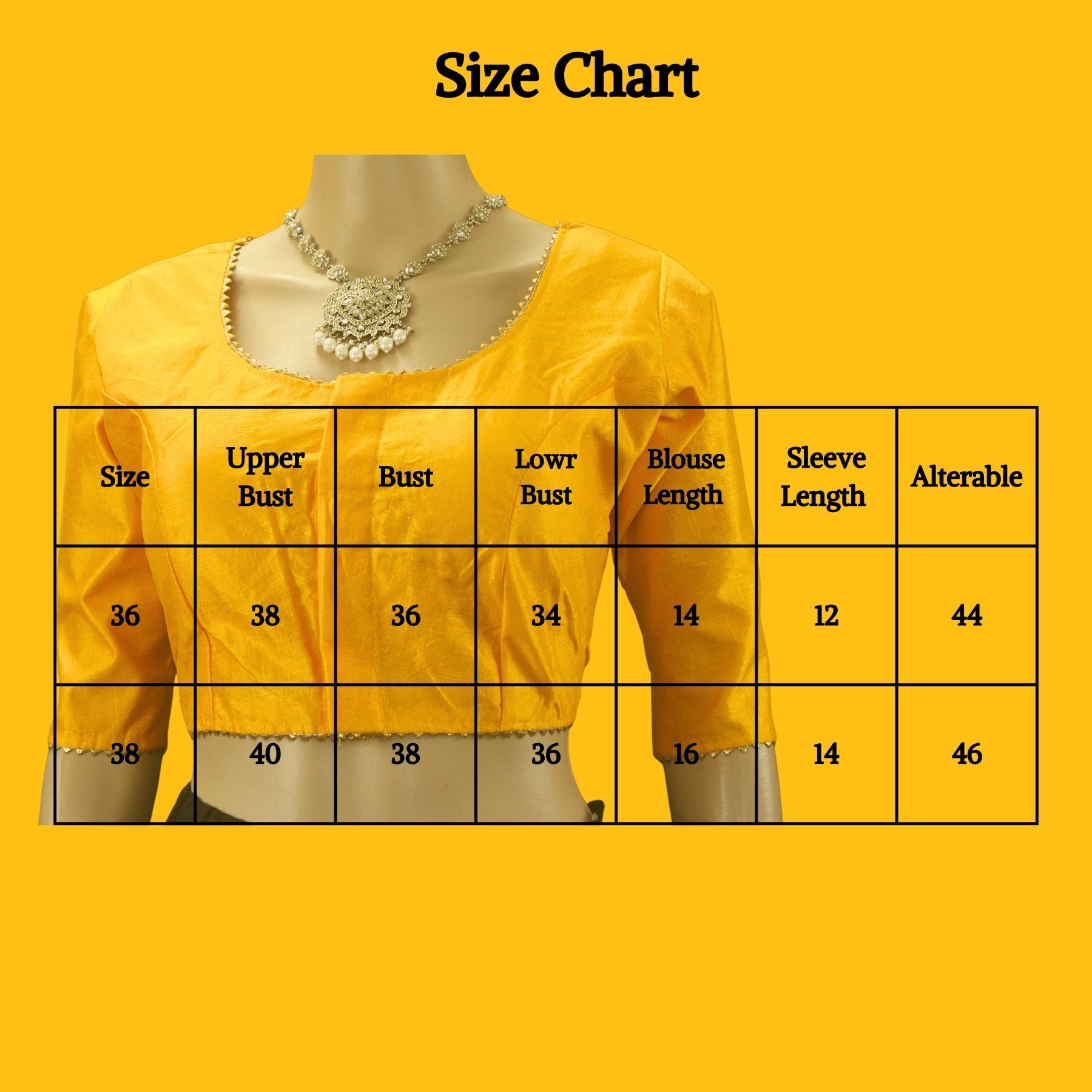 Readymade Padded Yellow Raw Silk Blouse - Elbow Sleeve with Back Knot Blouse JCS Fashions