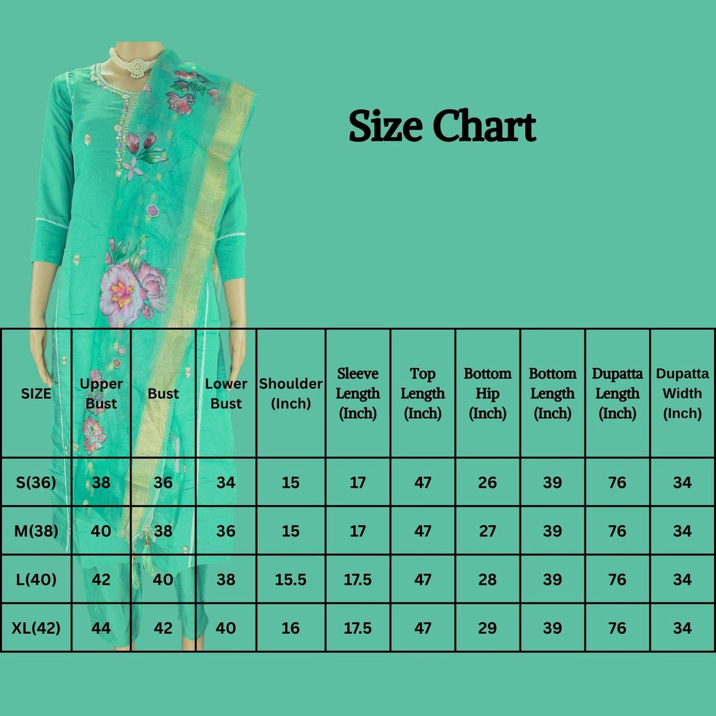 Roman Silk 3-Piece Kurti Set with Elastic Pant and Digital Jacquard Dupatta - Sage Green