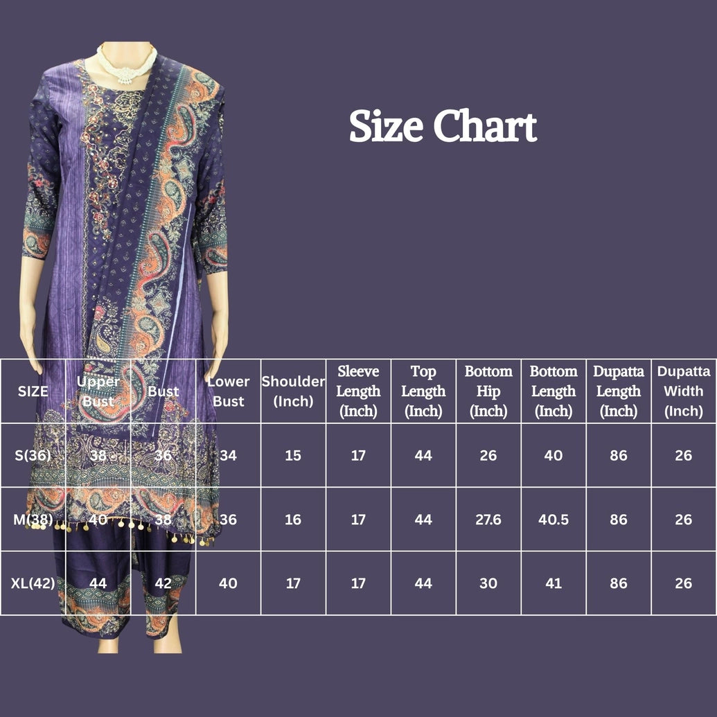 Violet Designer Crepe 3-Piece Salwar Suit with Stone & Mirror Work