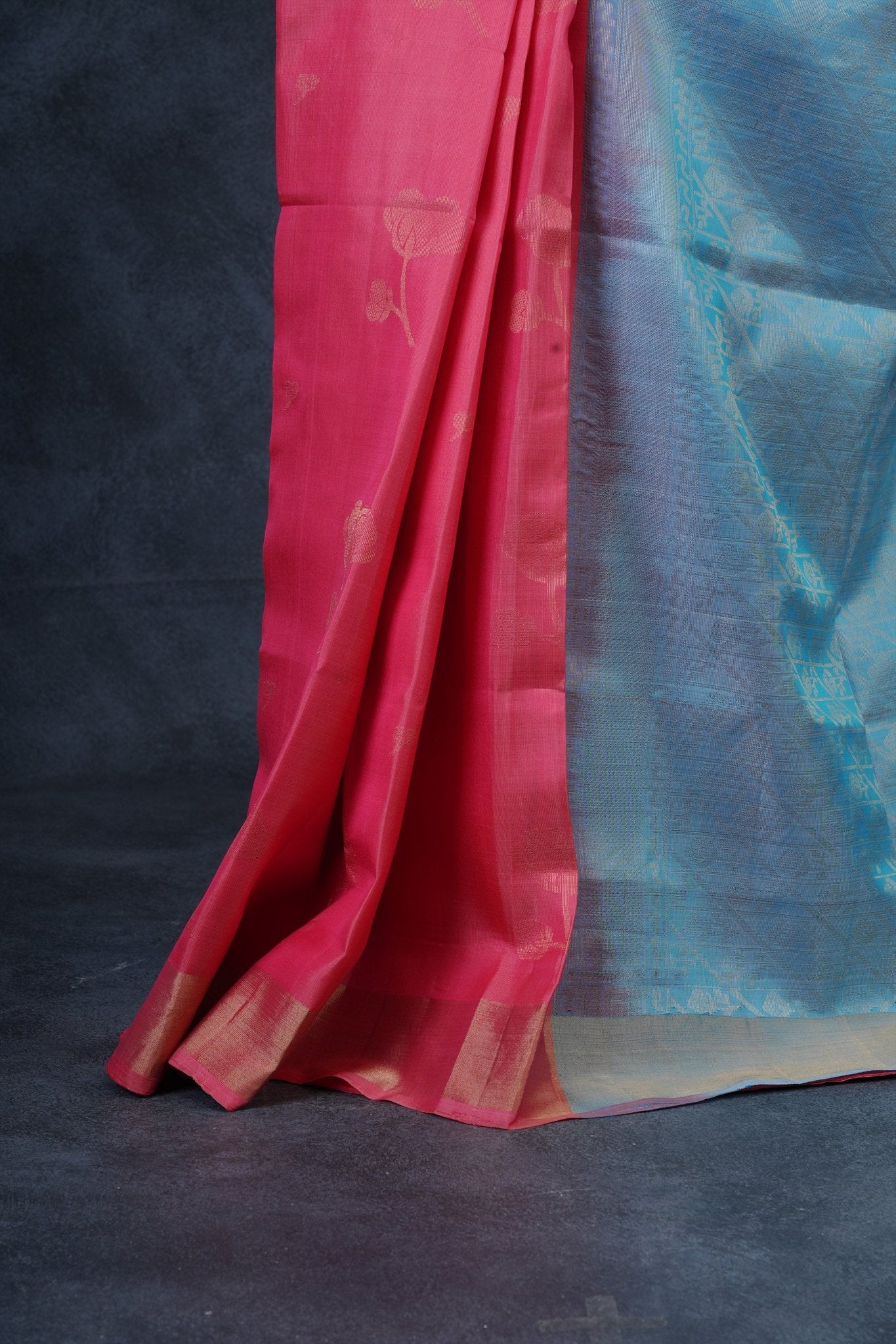 Authentic Handloom Kanchi Pattu Saree, Rich Motifs Saree JCS Fashions Peach 5.5 meters