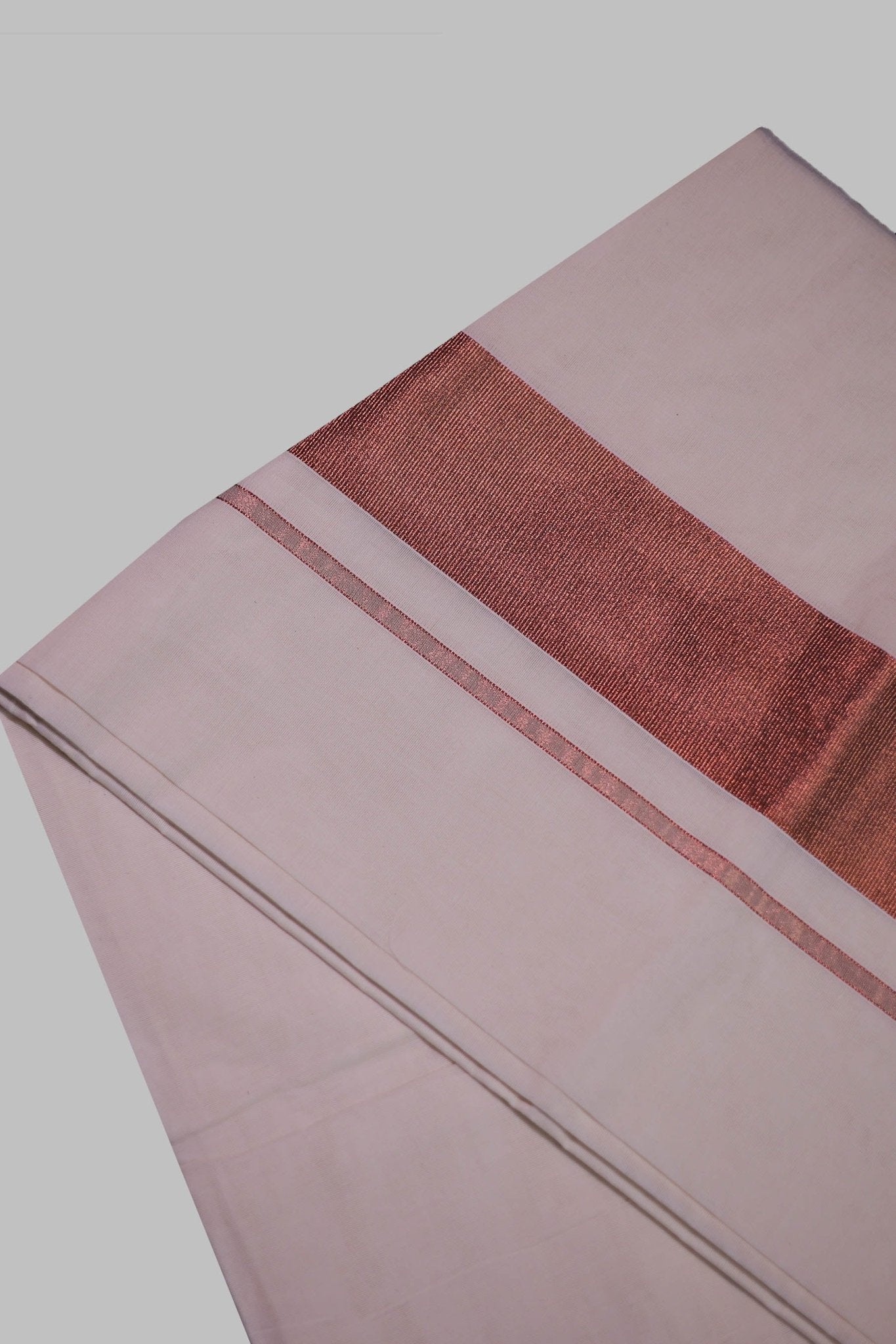 Authentic Kerala Cotton Saree with copper Zari Border Saree JCS Fashions