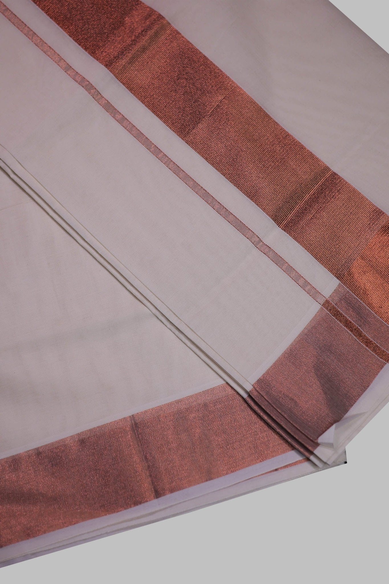 Authentic Kerala Cotton Saree with copper Zari Border Saree JCS Fashions