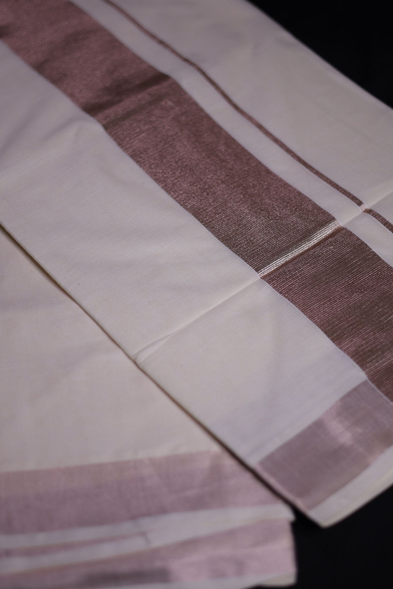 Traditional Kerala Cotton Saree with Rose Silver Zari Borders Saree JCS Fashions