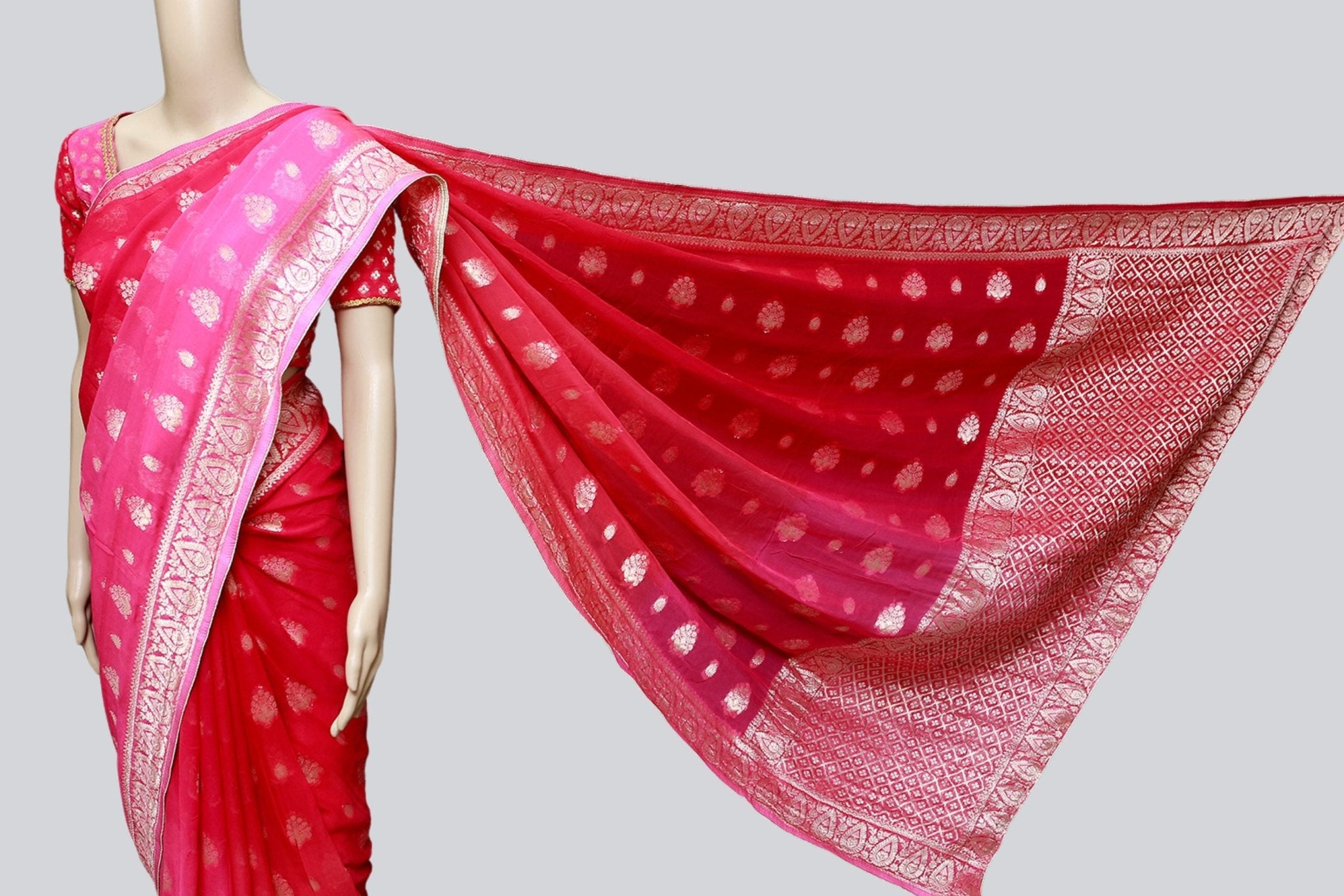 Bananas Georgette Saree In Shade Of Pink With Fully stitched Blouse SAREE JCS Fashions