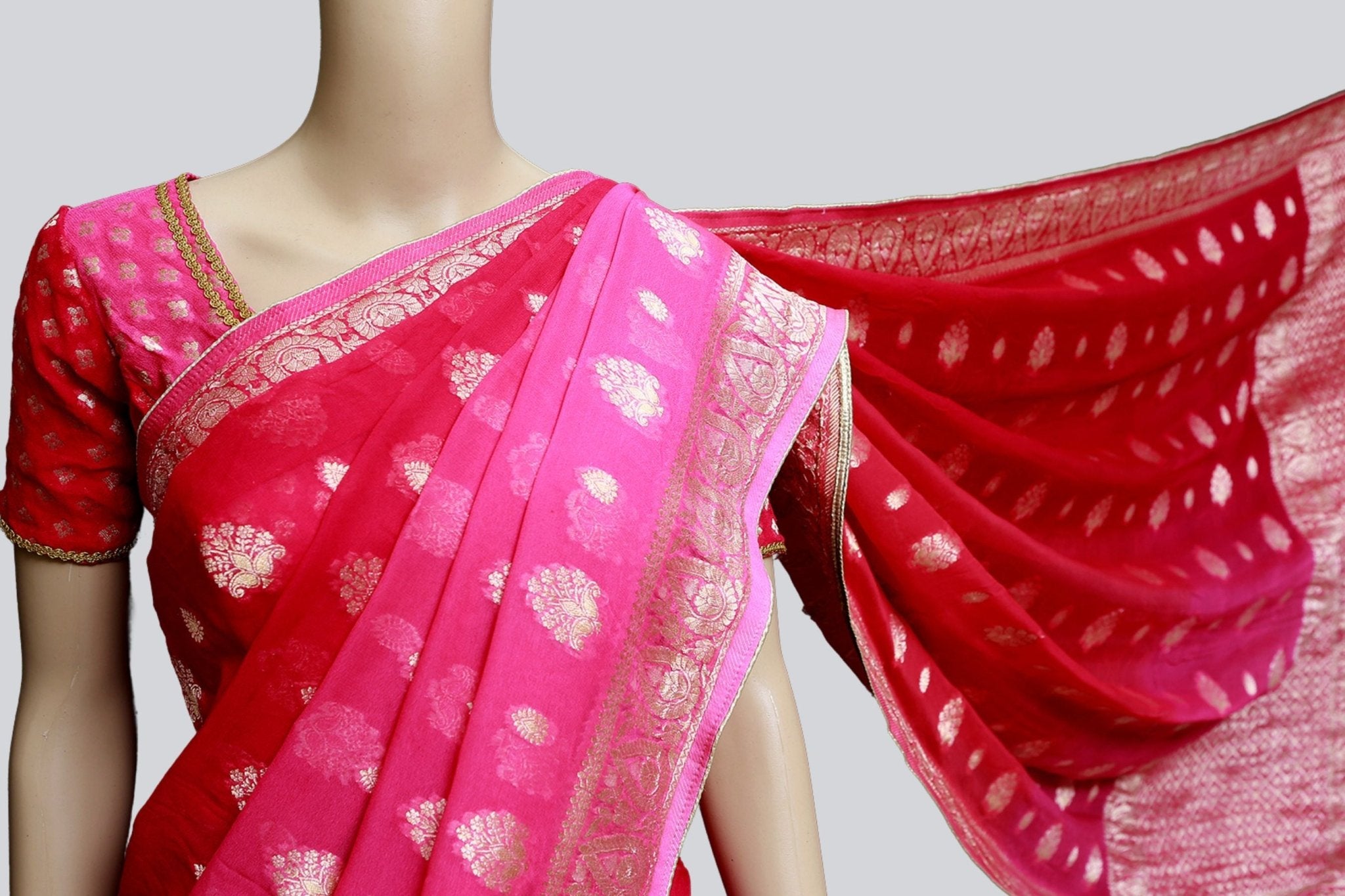 Bananas Georgette Saree In Shade Of Pink With Fully stitched Blouse SAREE JCS Fashions