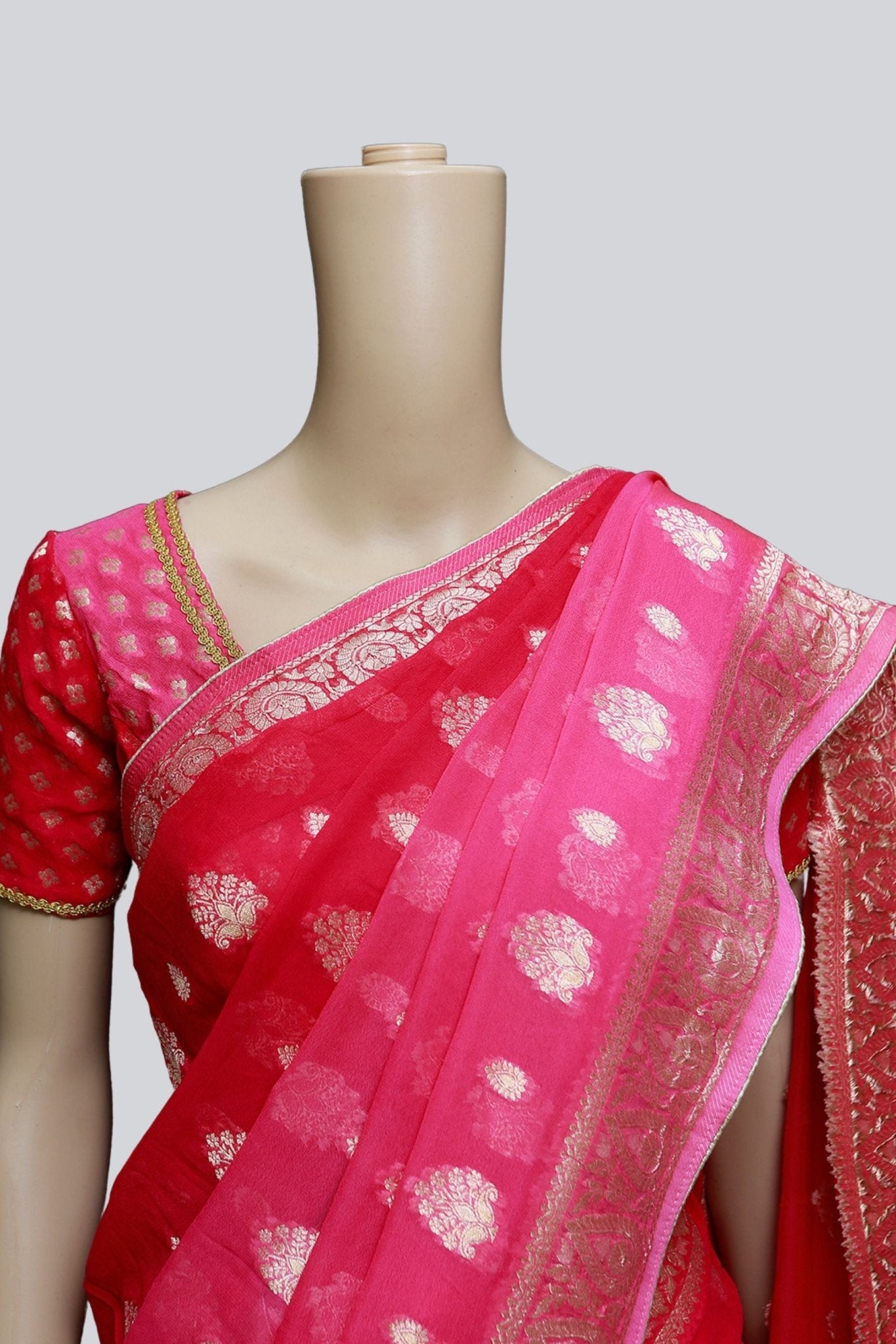 Bananas Georgette Saree In Shade Of Pink With Fully stitched Blouse SAREE JCS Fashions