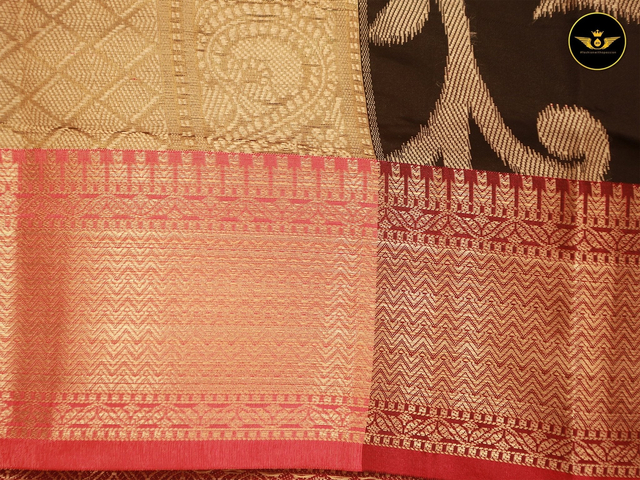 Banarasi Handloom Saree with All Over Zari & Designer Pallu, Beautiful Contrast Zari Work Border SAREE JCS Fashions