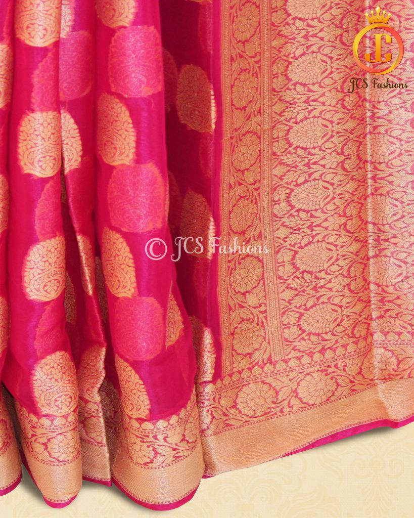 Banarasi Silk Saree, Fully Stitched Blouse SAREE JCS Fashions