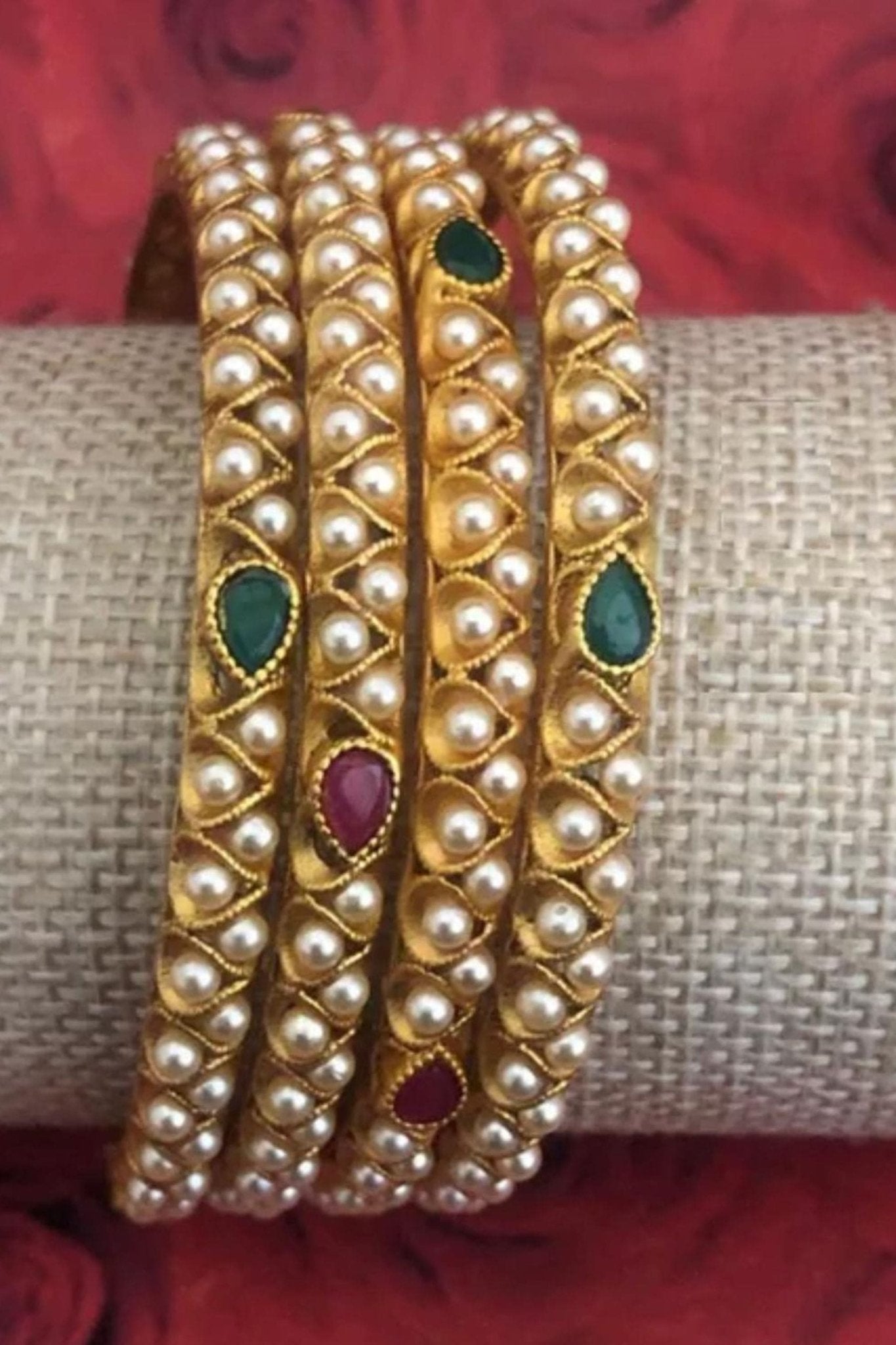 Beads Bangles: Exquisite Stone Accents for Chic Sophistication Bangles JCS Fashions Gold 2.2