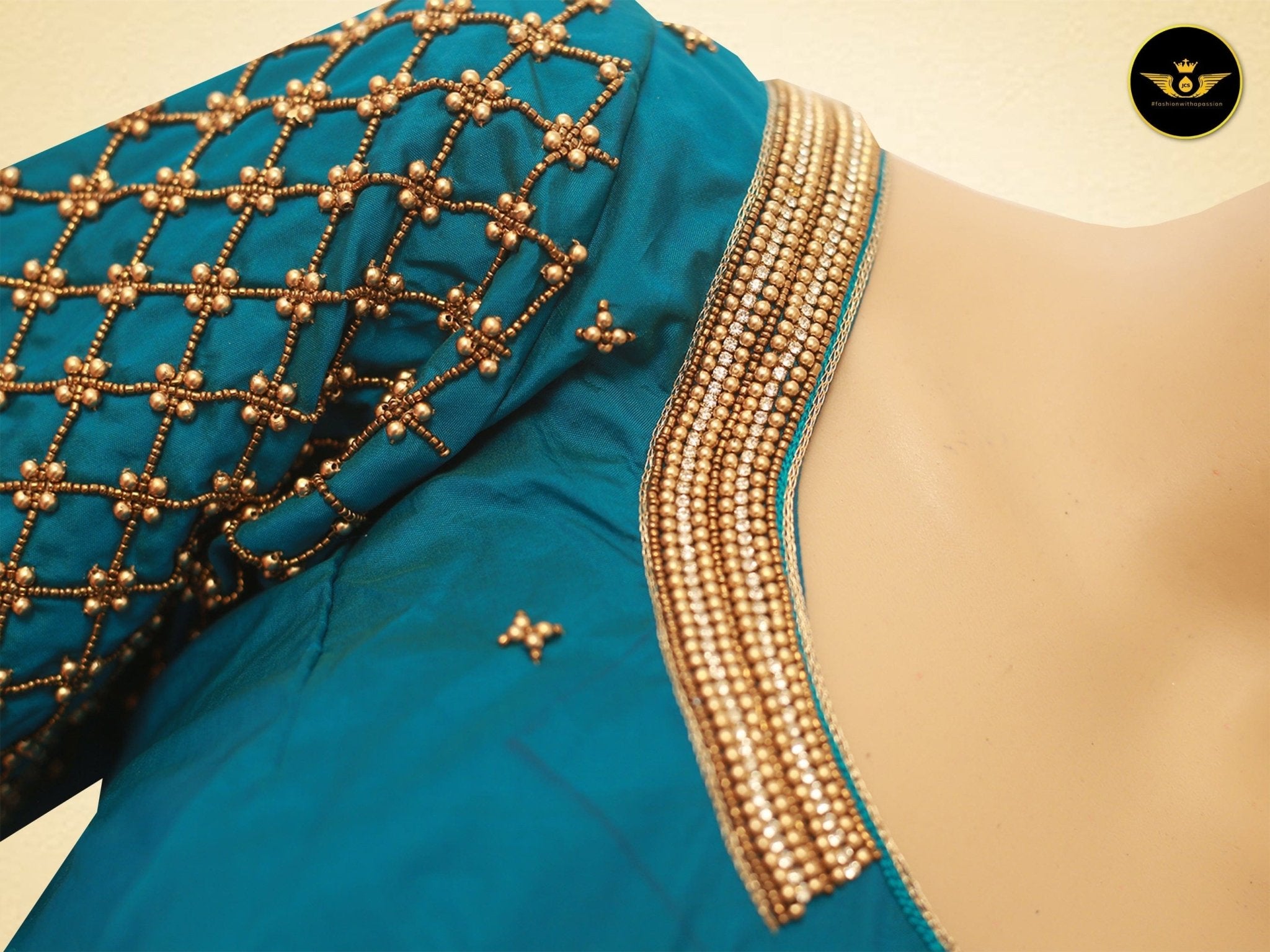 Beautiful Heavy Aari Work Blouse With Captivating Latkan Blouse JCS Fashions