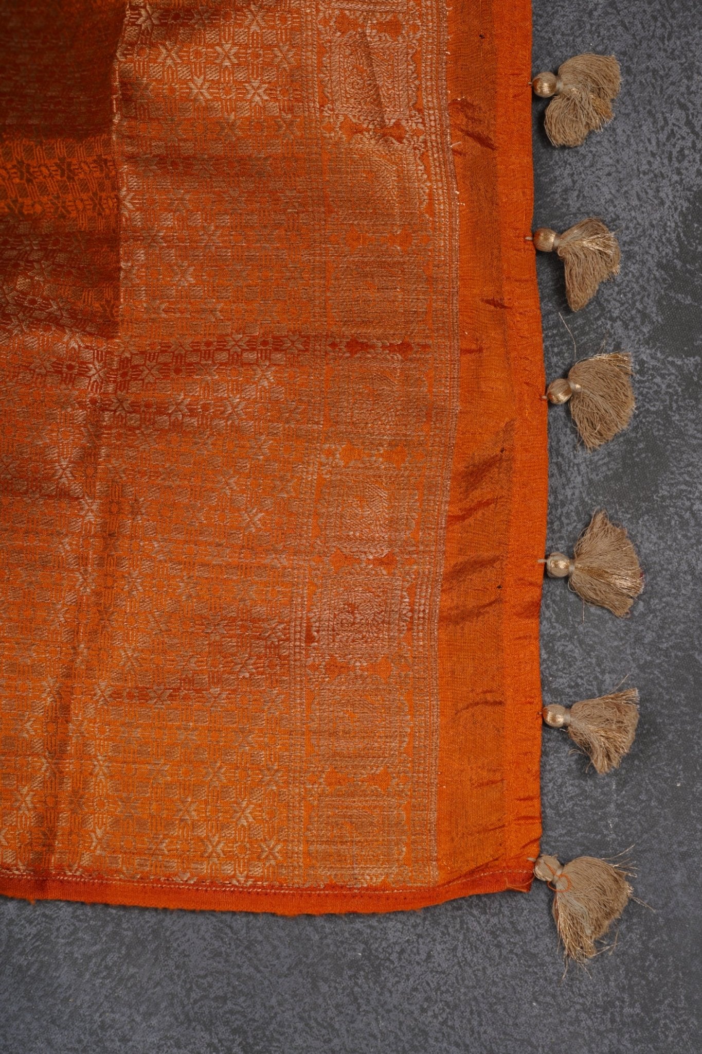 Beige Color Chanderi Silk Saree With Contrast Orange Color Blouse SAREE JCS Fashions