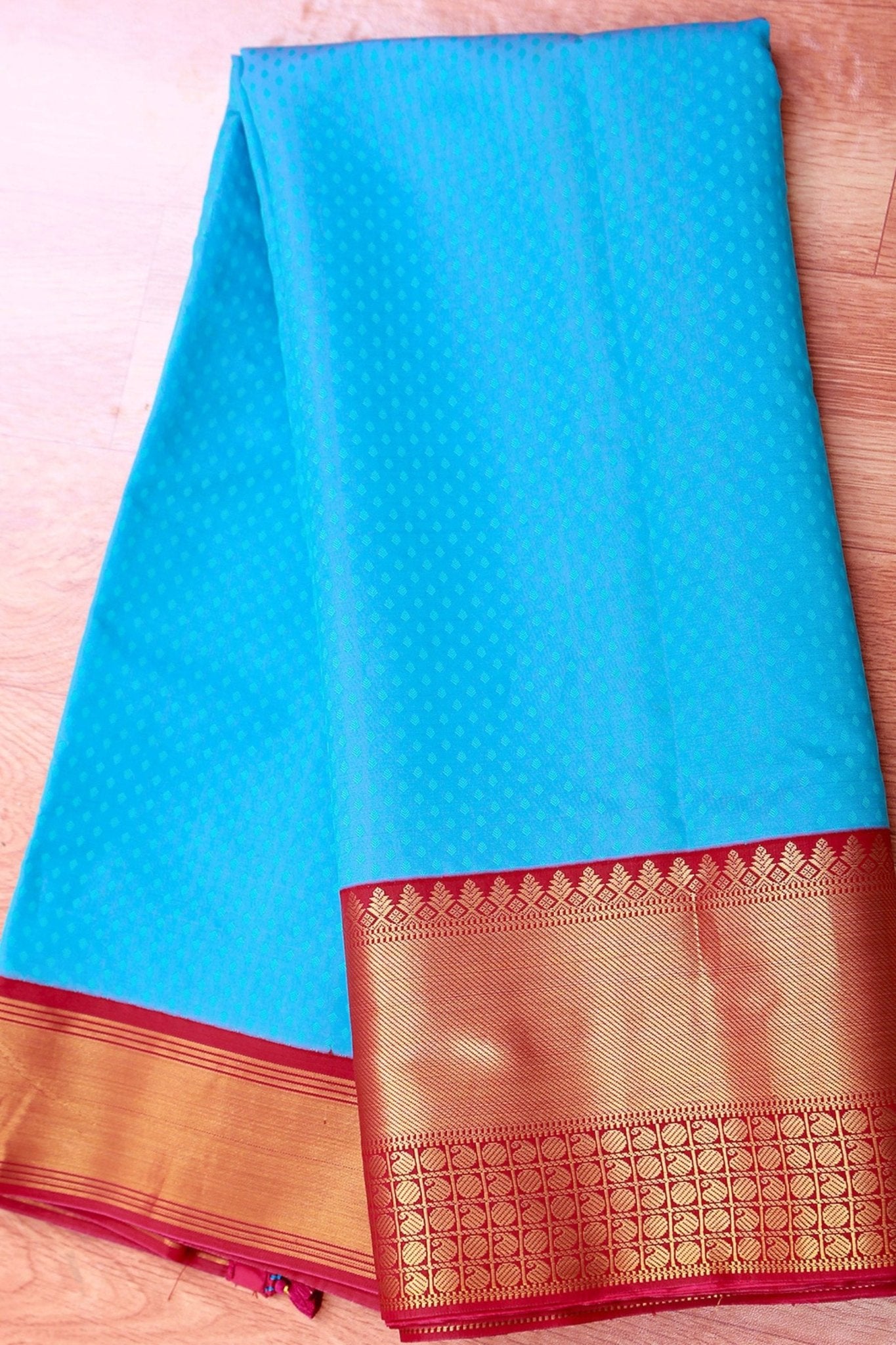 Blue Korvai Semi Silk Saree with Designer Tassels & Maggam Work Blouse SAREE JCS Fashions