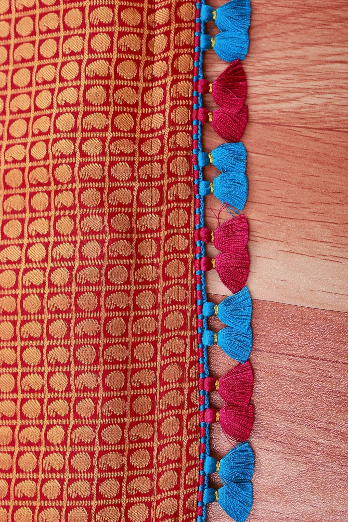 Blue Korvai Semi Silk Saree with Designer Tassels & Maggam Work Blouse SAREE JCS Fashions