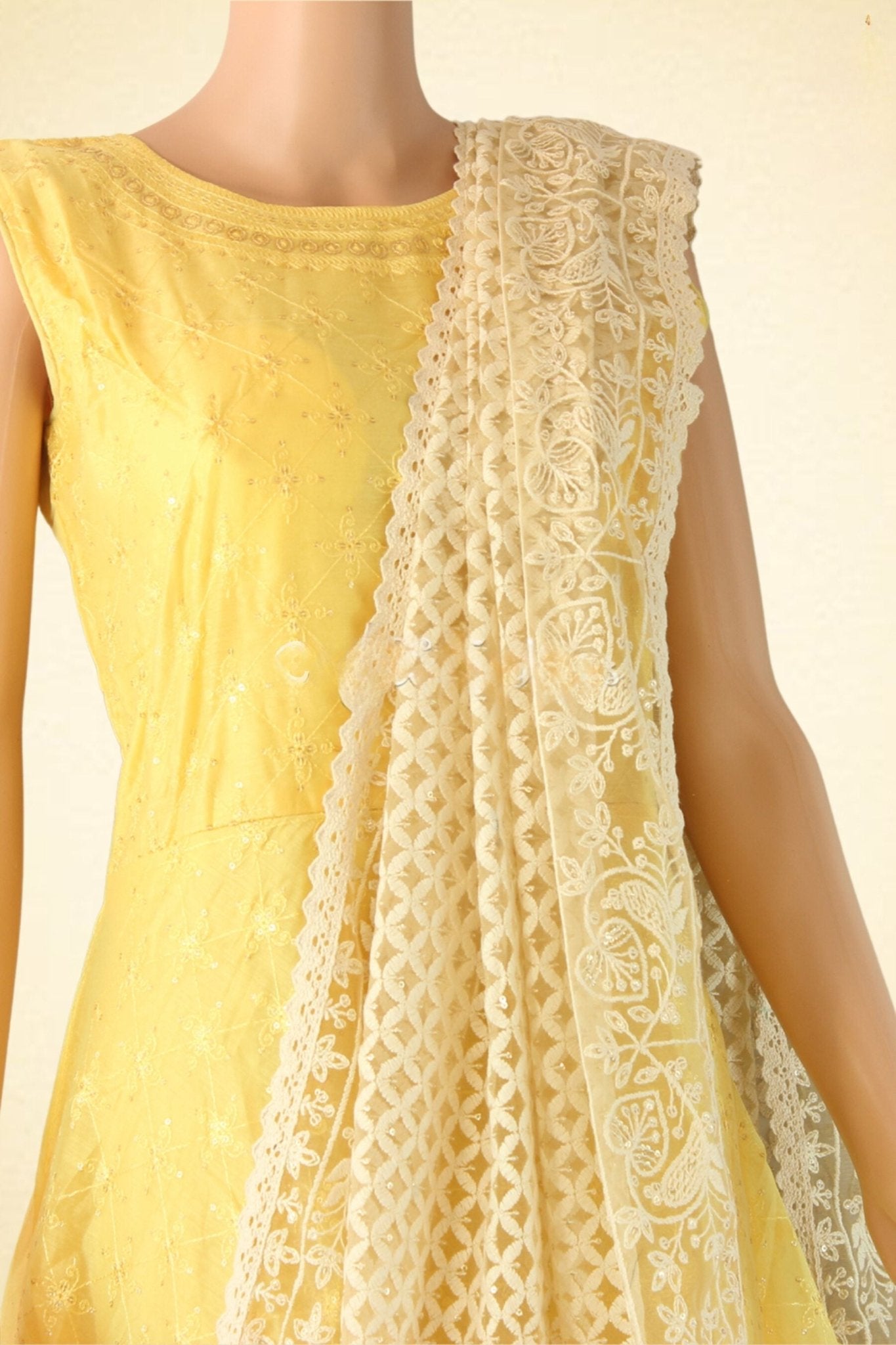 Chanderi Elegance: Silk Gown with Sequins , Embroidery and Net Dupatta KURTI JCS Fashions