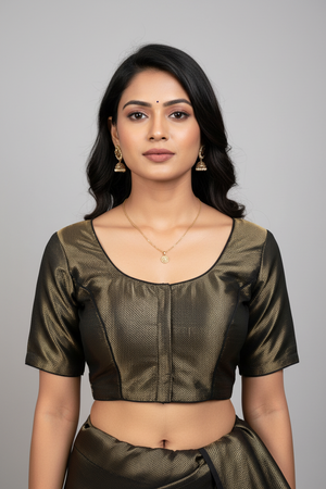 Brown Brocade Saree Blouse - Chic Designer Style