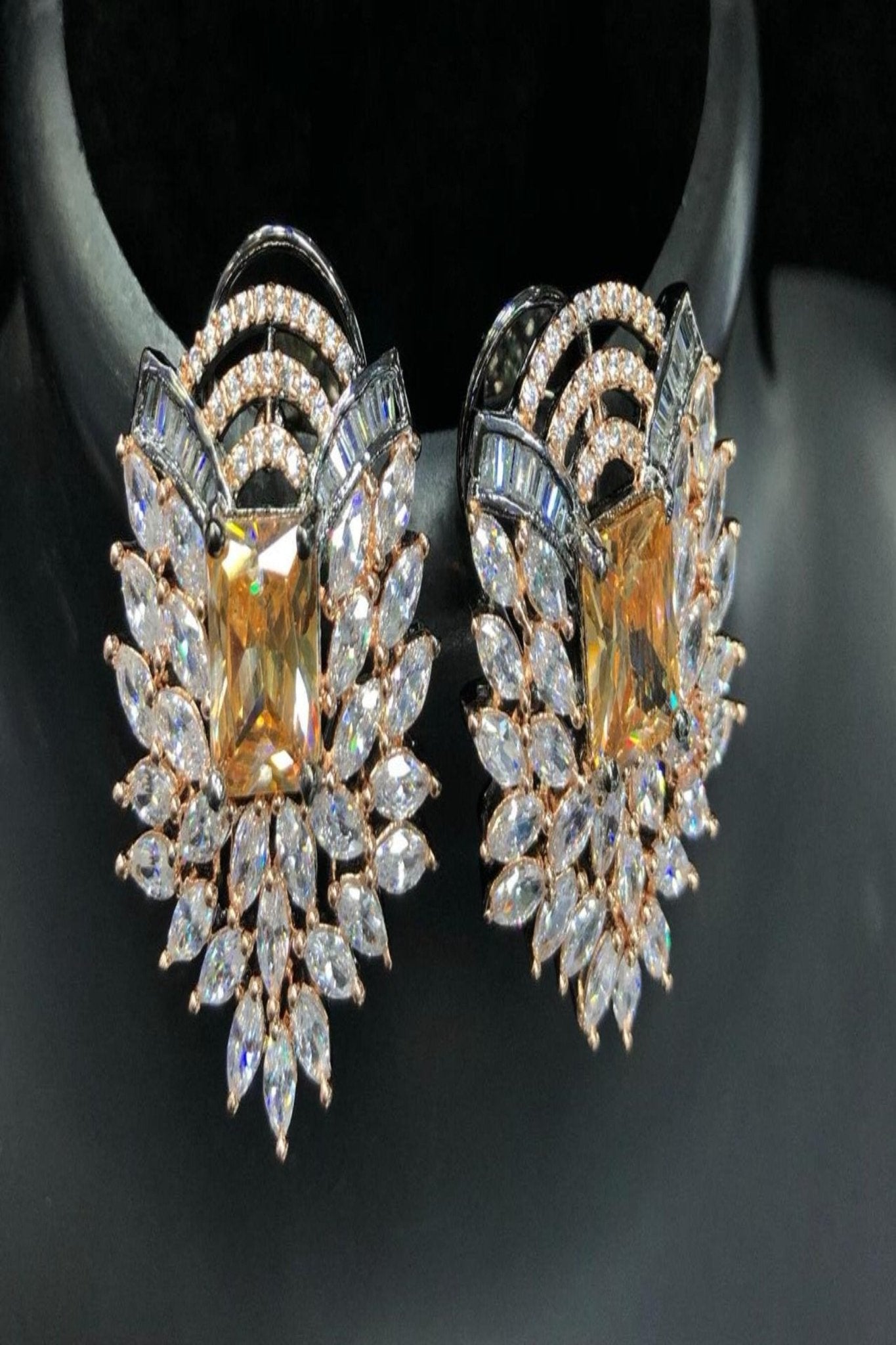 Chic Contrast: Stone Stud in Black & Gold Polish | JCS Fashions Jewelry JCS Fashions Gold & Black polish