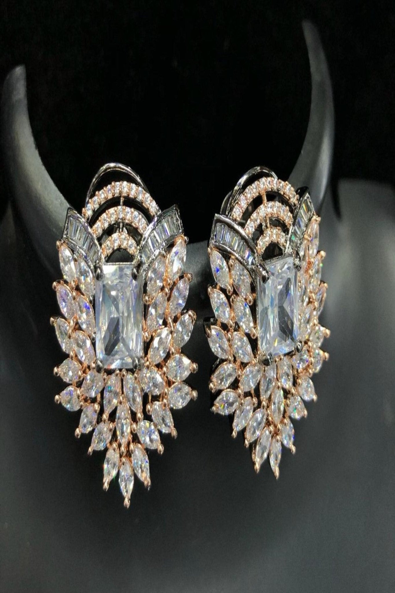 Chic Contrast: Stone Stud in Black & Gold Polish | JCS Fashions Jewelry JCS Fashions White & Black polish