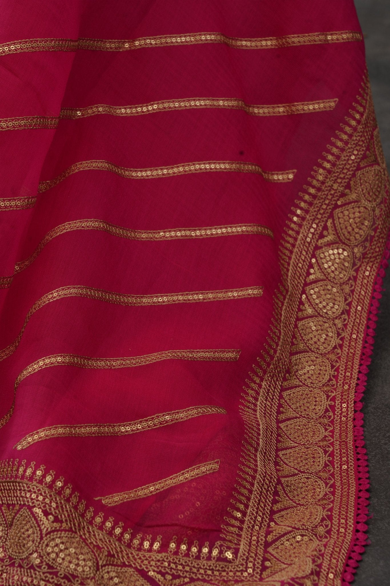 Chic Georgette Organza Saree with Sequin Embroidery & Silk with Blouse Saree JCS Fashions