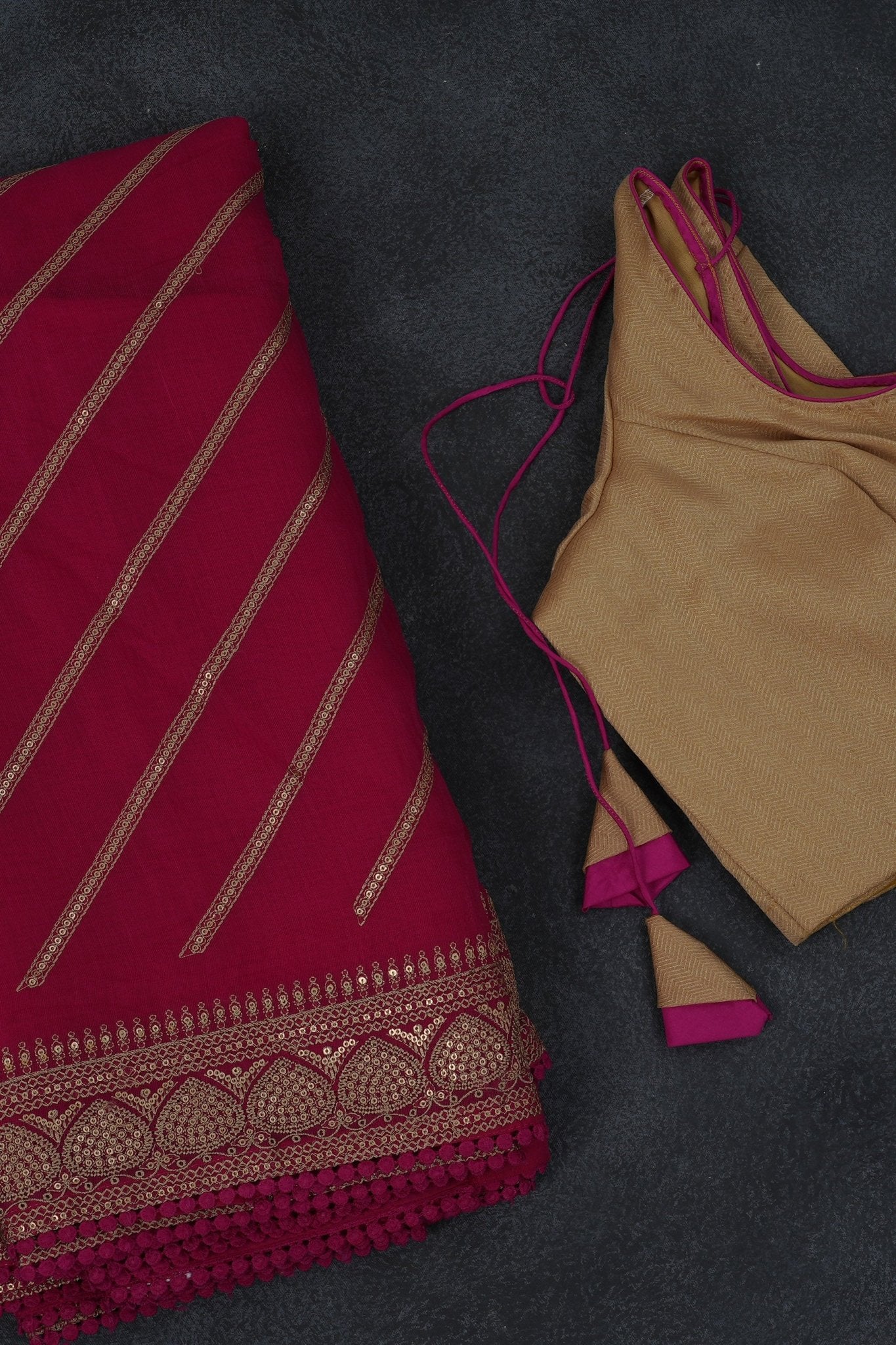 Chic Georgette Organza Saree with Sequin Embroidery & Silk with Blouse Saree JCS Fashions Red 5.5 meters