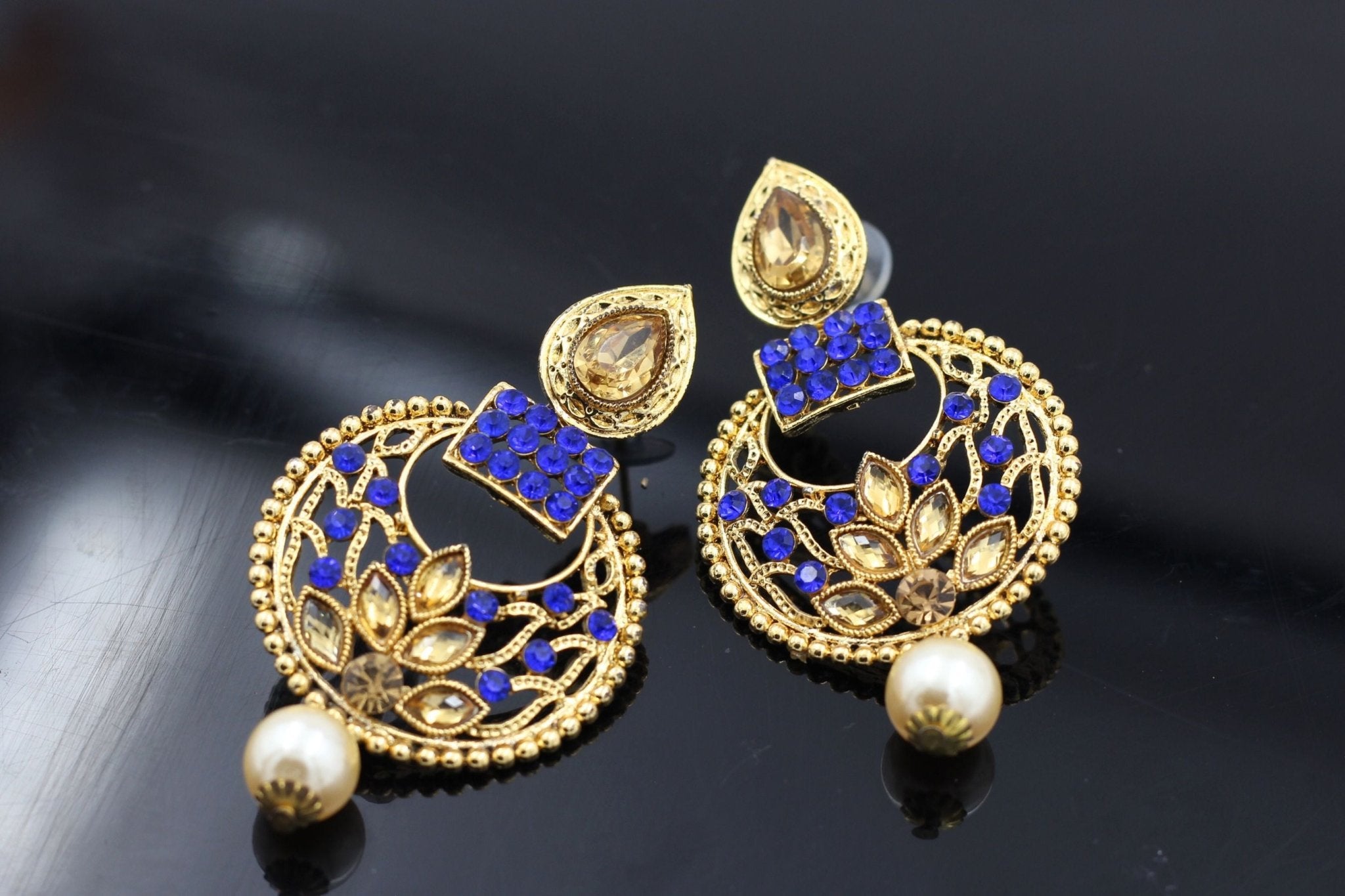 Chic Gold-Plated Earrings: Elegant Purple Stones & Beads, Stylish Closure Jewelry JCS Fashions