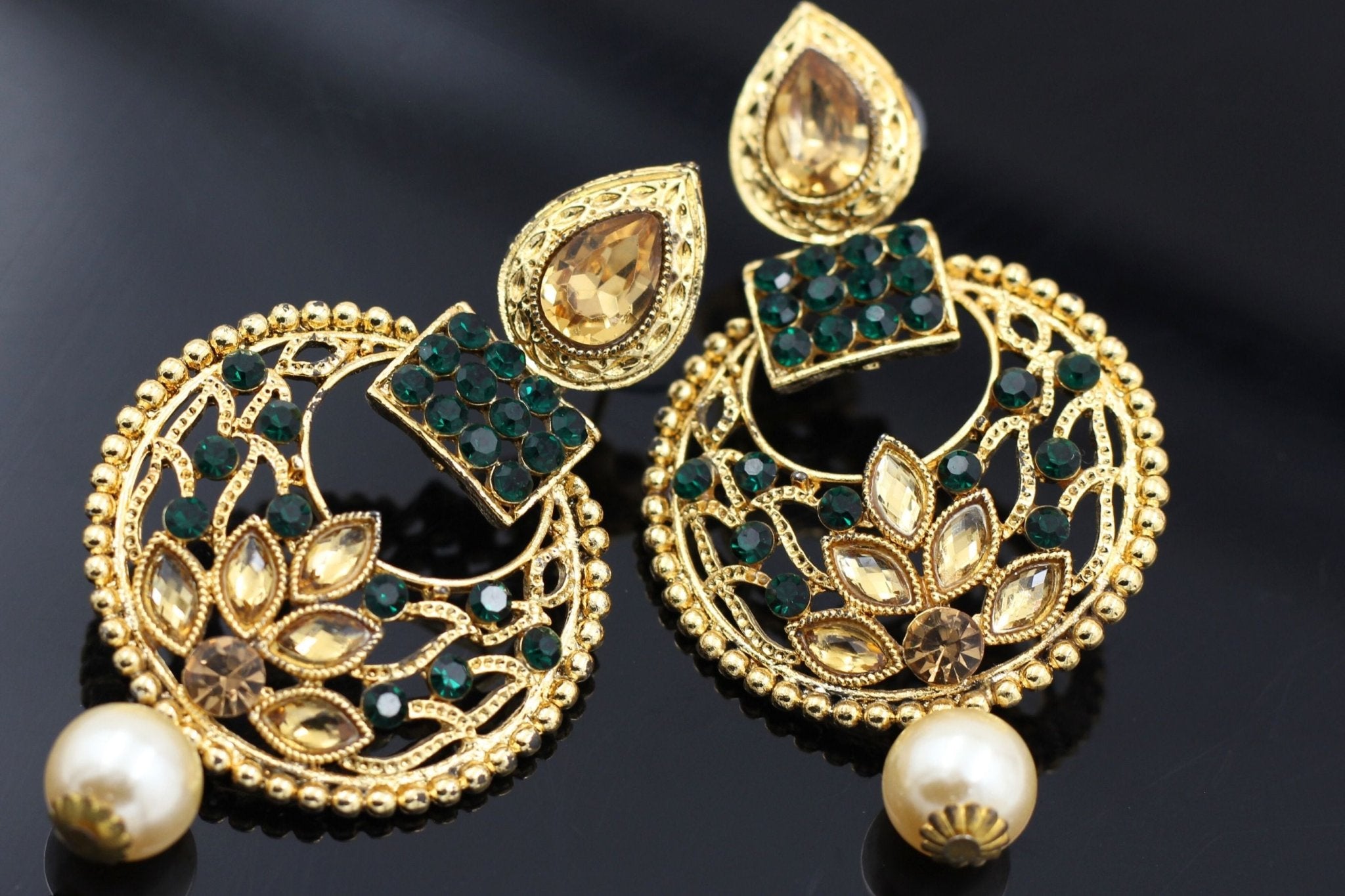 Chic Gold-Plated Earrings: Elegant Purple Stones & Beads, Stylish Closure Jewelry JCS Fashions