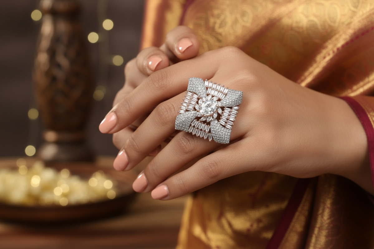 Chic Rose Gold Adjustable Stone Ring: Epitome of Elegance by JCSFashions