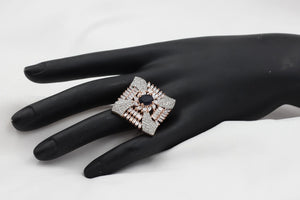 Chic Rose Gold Adjustable Stone Ring: Epitome of Elegance by JCSFashions