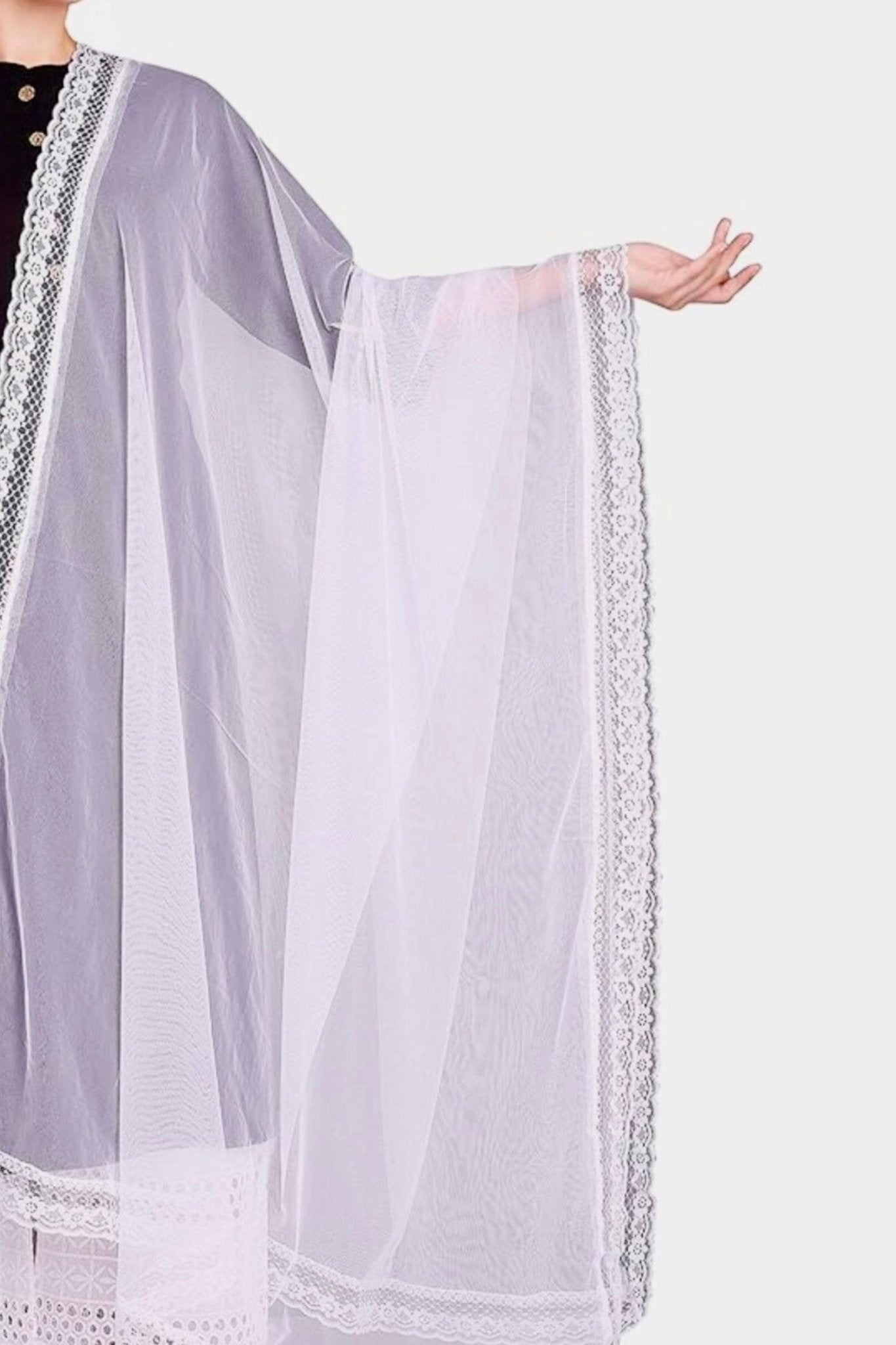 Chic White Chiffon Dupatta with Lace Border - Ideal for Every Occasion Dupatta JCS Fashions