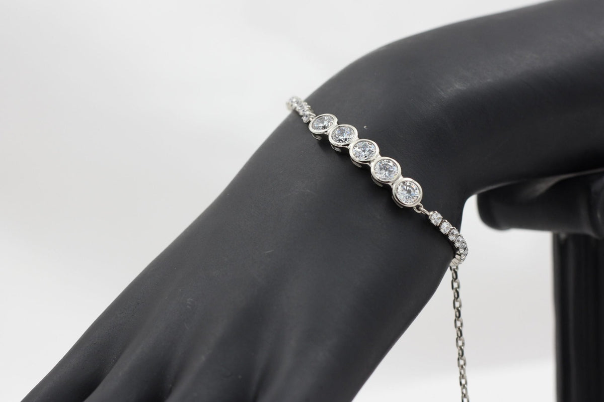 Chic XUPING Silver Bracelet with Dazzling White Stones - JCSFashions Jewelry JCS Fashions