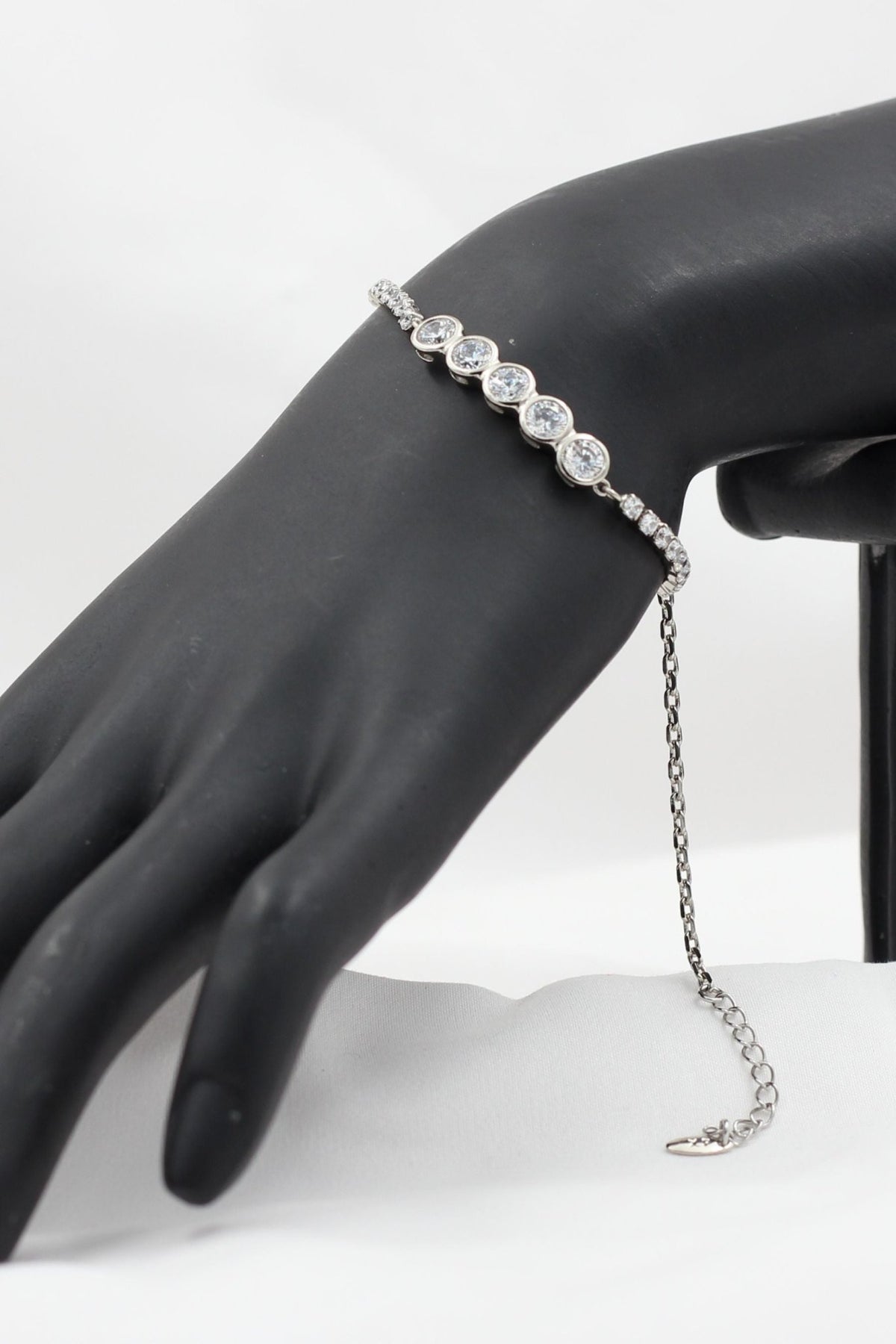 Chic XUPING Silver Bracelet with Dazzling White Stones - JCSFashions Jewelry JCS Fashions White 9 inches