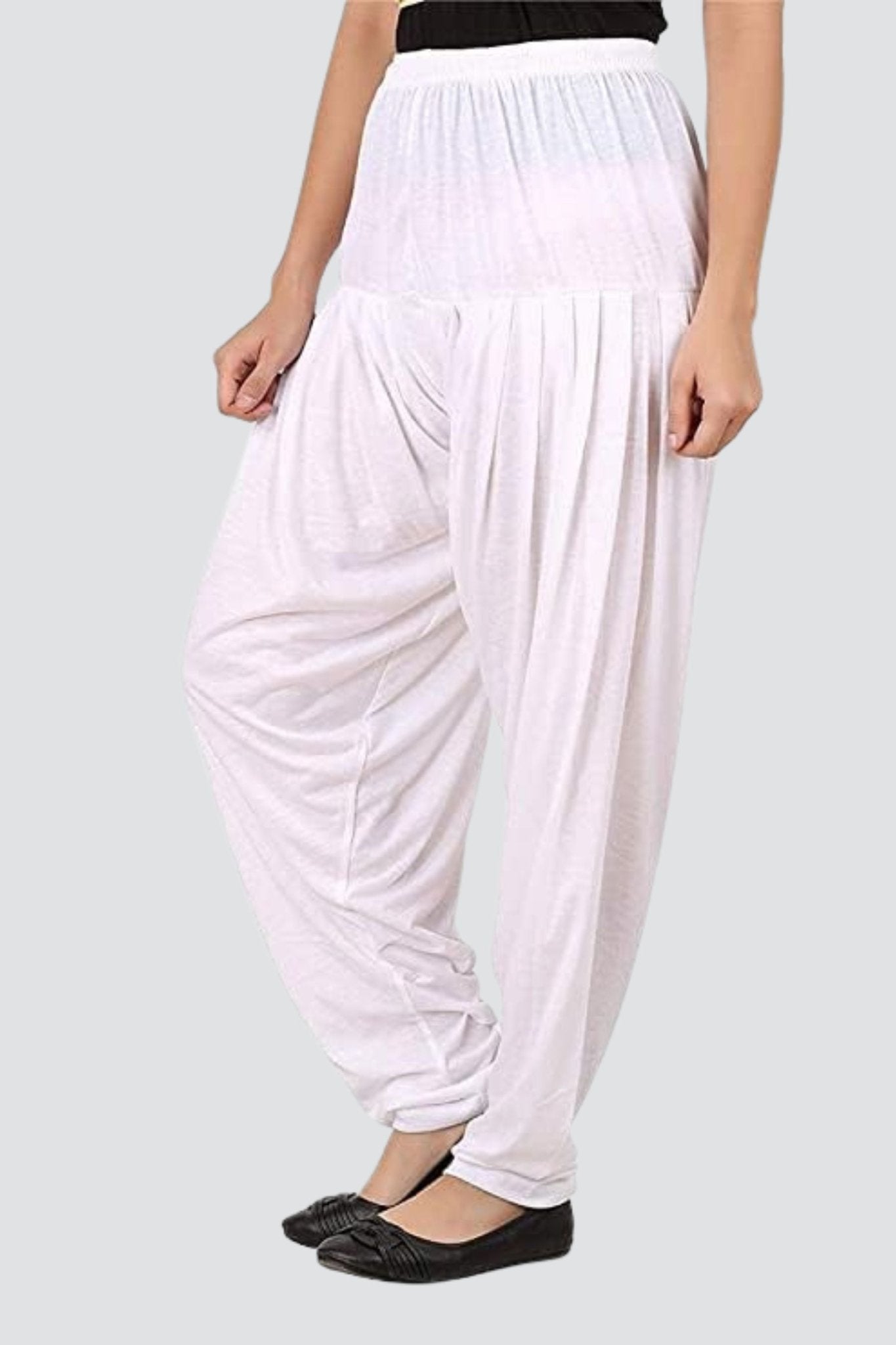 Comfortable & Stylish 100% Cotton Patiala Pants for Traditional Attire Patiyala JCS Fashions White Free size