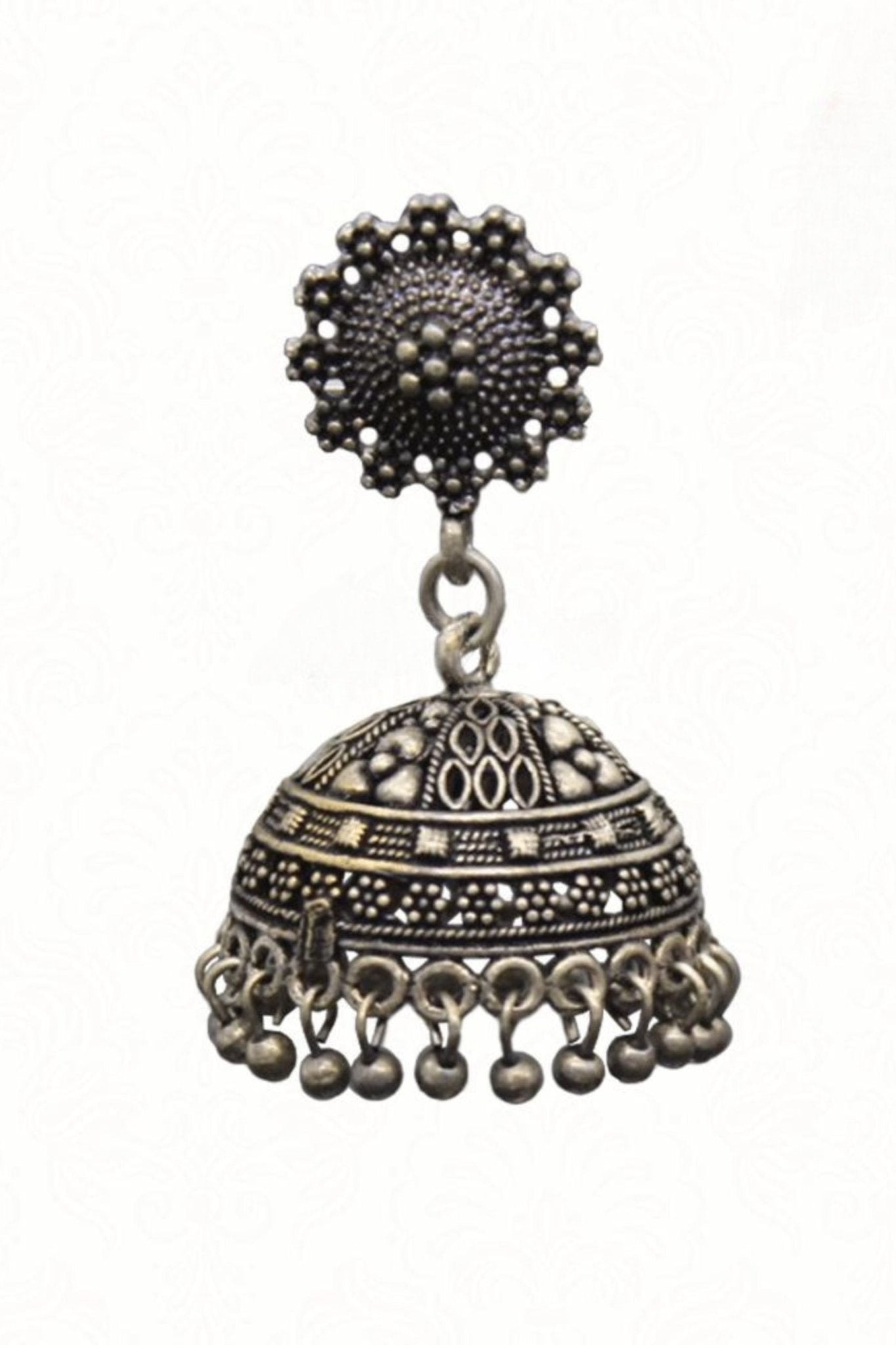 Crafted with Love Artisan Touch Oxidized Jhumka Jhumki Earrings Jewelry JCS Fashions