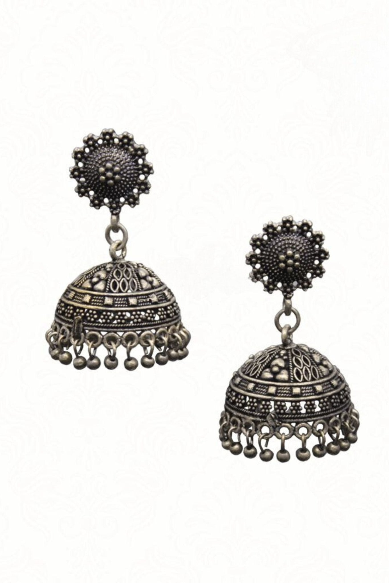 Crafted with Love Artisan Touch Oxidized Jhumka Jhumki Earrings Jewelry JCS Fashions Oxidised silver