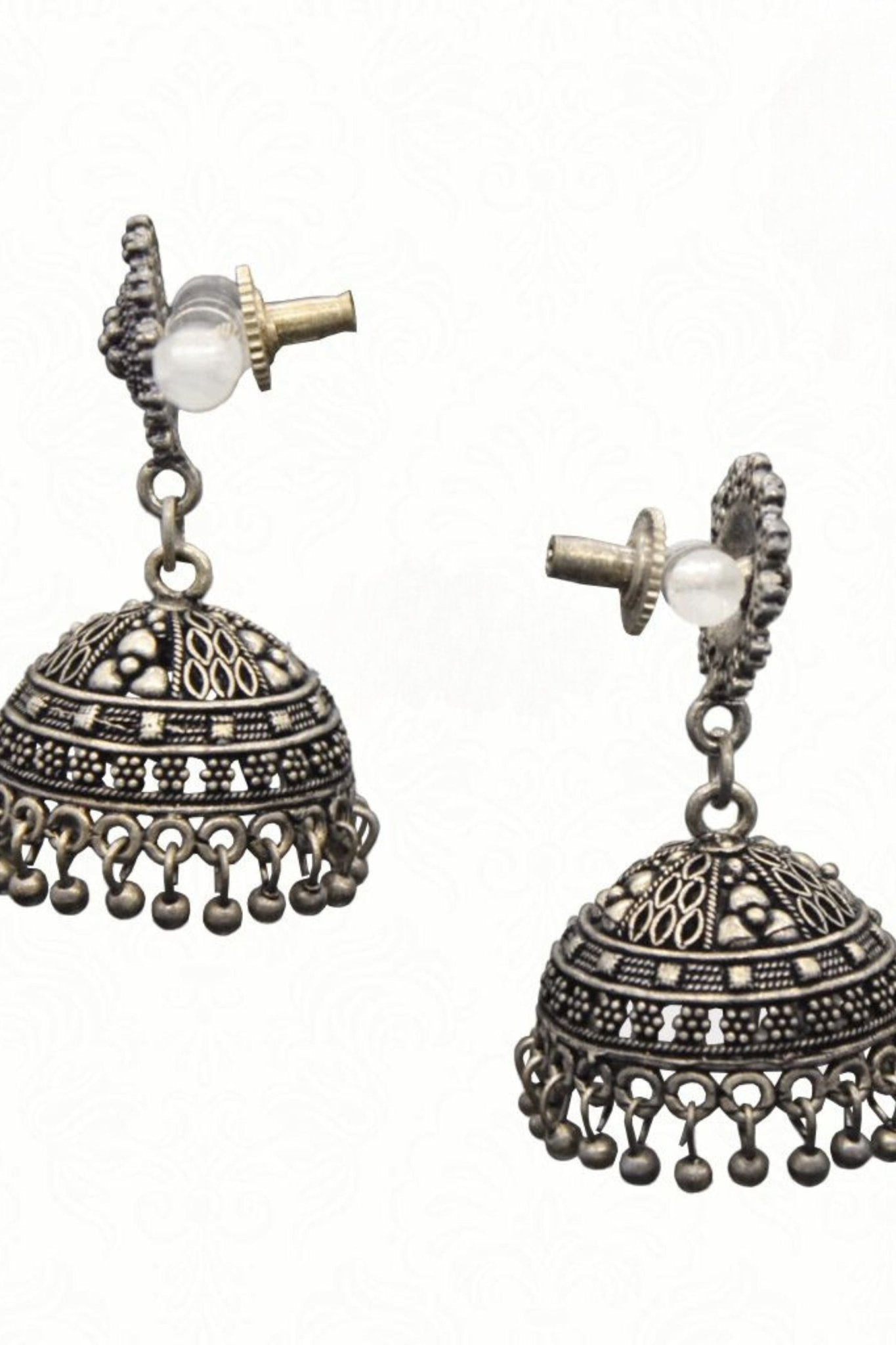 Crafted with Love Artisan Touch Oxidized Jhumka Jhumki Earrings Jewelry JCS Fashions