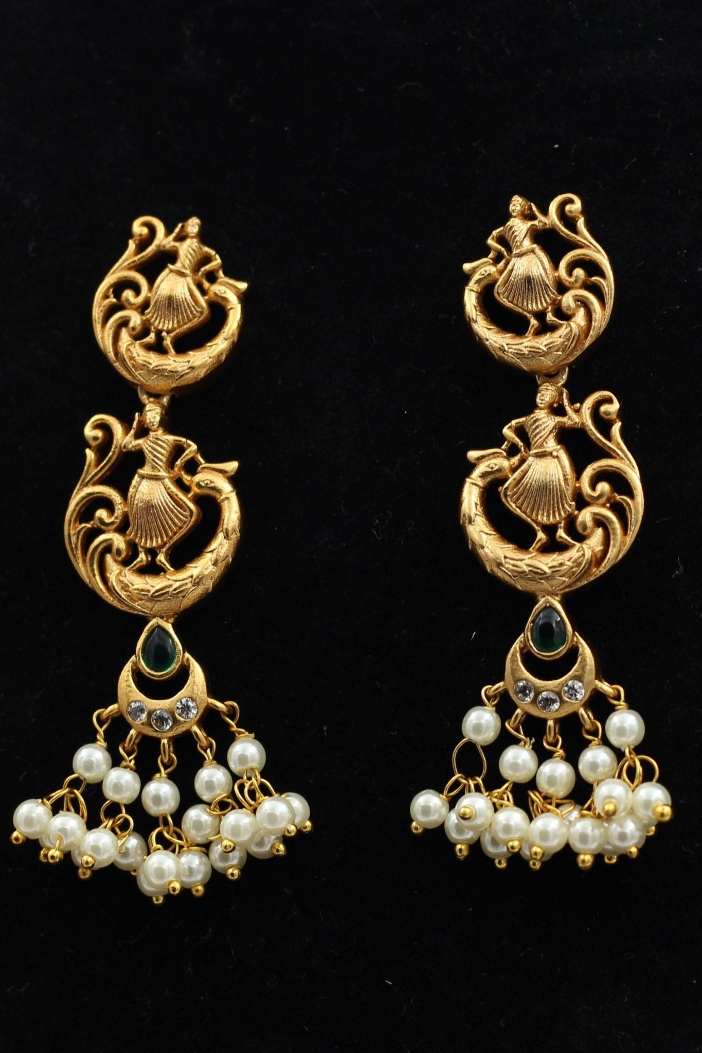 Dancing Lady Copper Necklace Set with Green Kemp & White Stone Accents Jewelry JCS Fashions