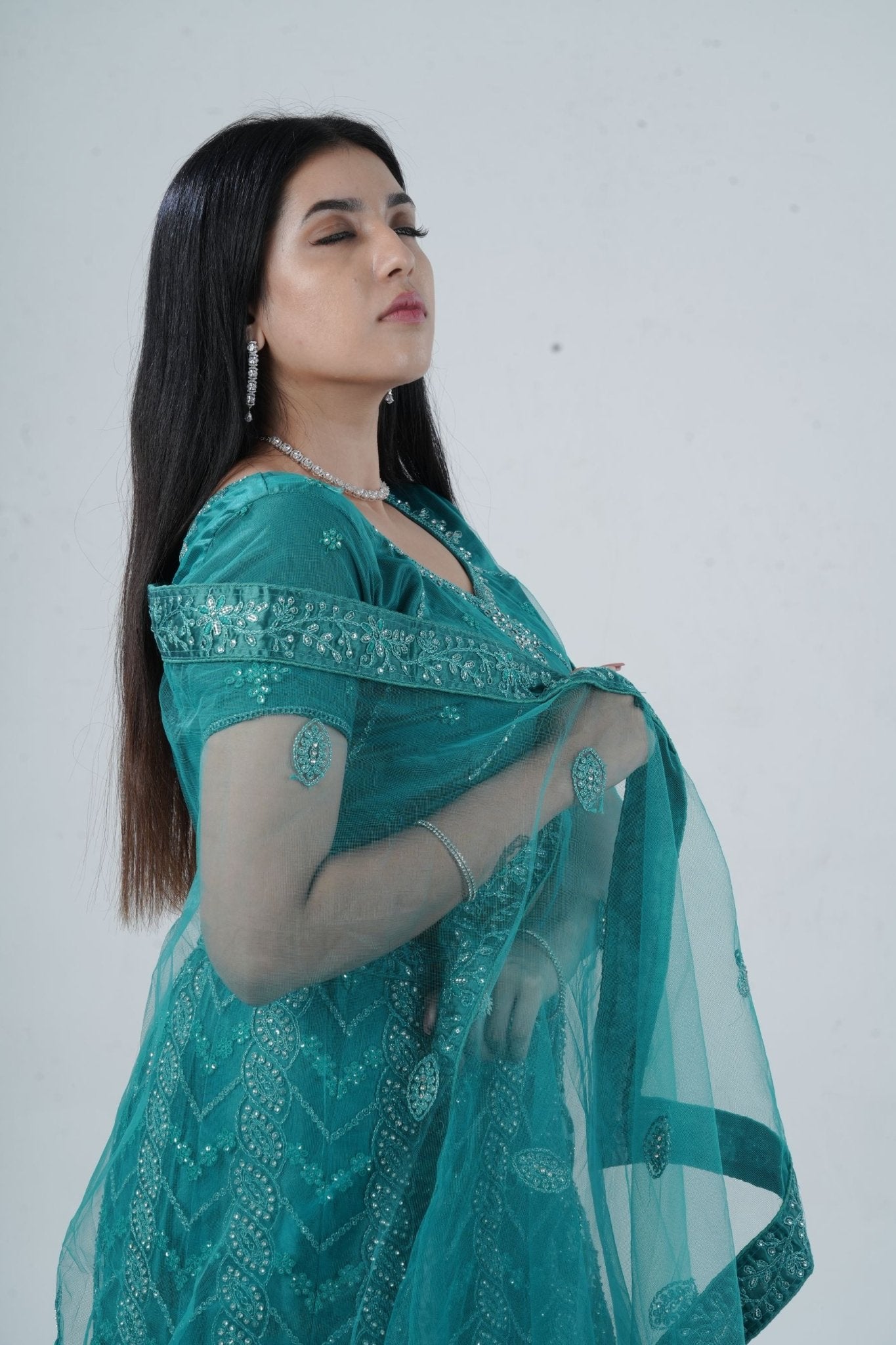 Dazzling Stone Work Designer Soft Net Lehenga with Crop Top LEHENGA JCS Fashions