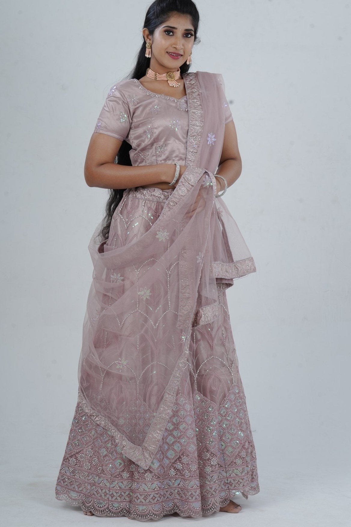 Designer Soft Net Lehenga with Embellished Crop Top - Indian Elegance LEHENGA JCS Fashions
