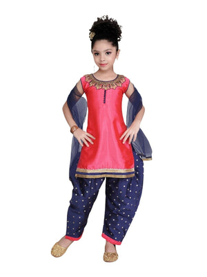 Pink Girls' Frock Dual Tone Kid's Patiala Salwar Suite