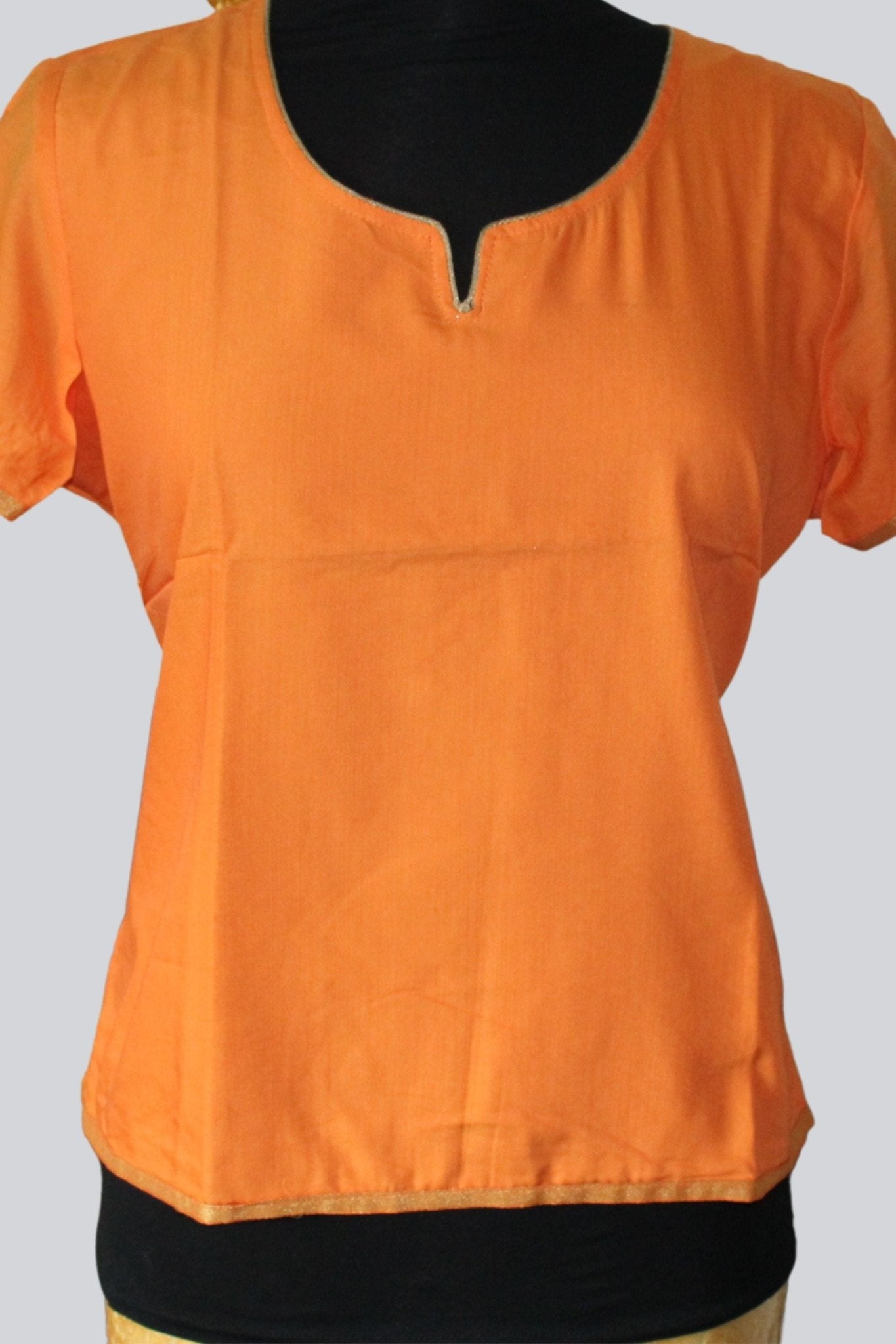 Dual Tone Short Kurti: Versatile Style for Skirts and Jeans |JCSFashions KURTI JCS Fashions Pastel Orange XL/42