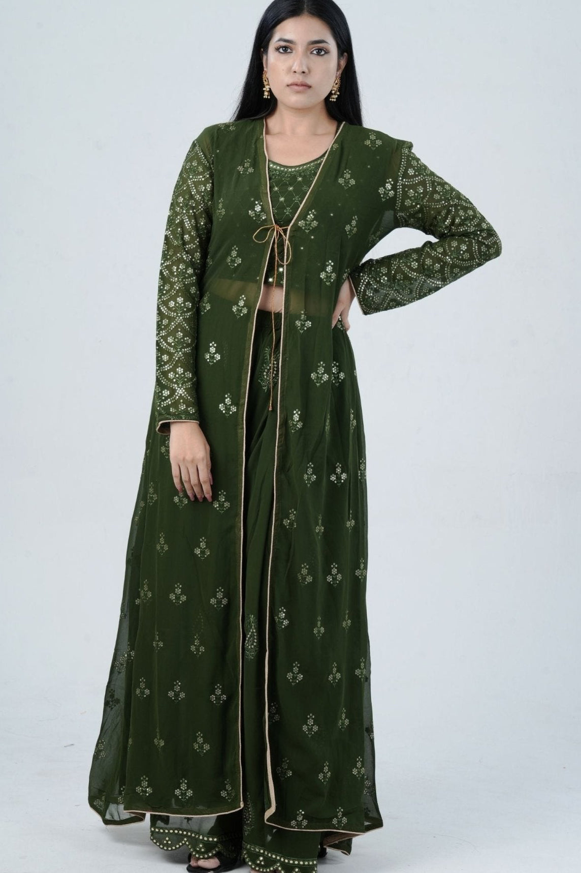 Effortlessly Chic Real Georgette Crop Top & Plazzo Set for Stylish Looks KURTI JCS Fashions