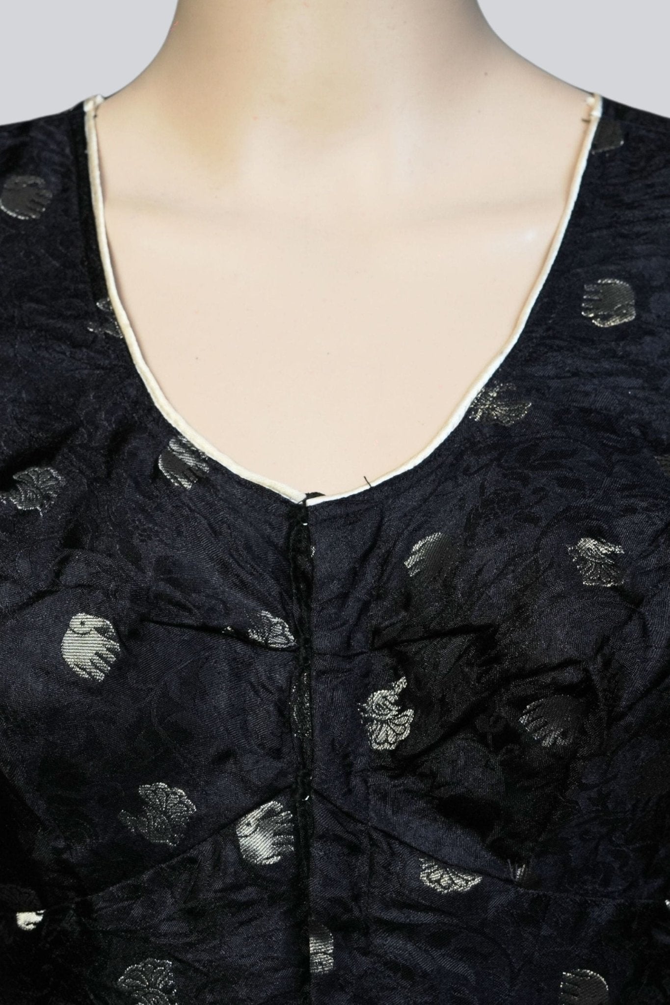 Elegance in Black: Brocade Blouse with Elephant Motifs – JCSFashions Blouse JCS Fashions