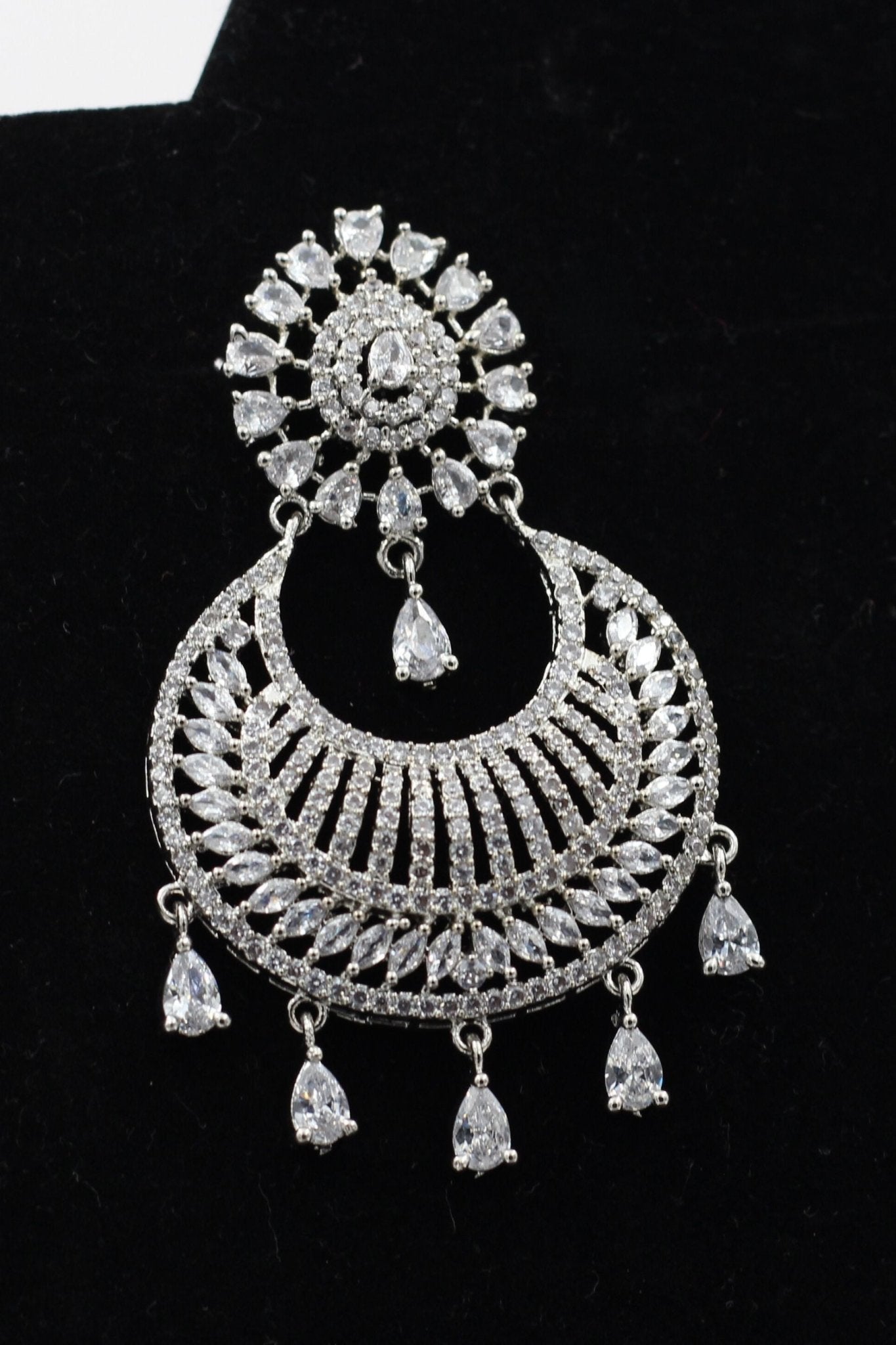 Elegant American Diamond White Stone Dangle Earrings - Sparkle Like a Star Jewelry JCS Fashions