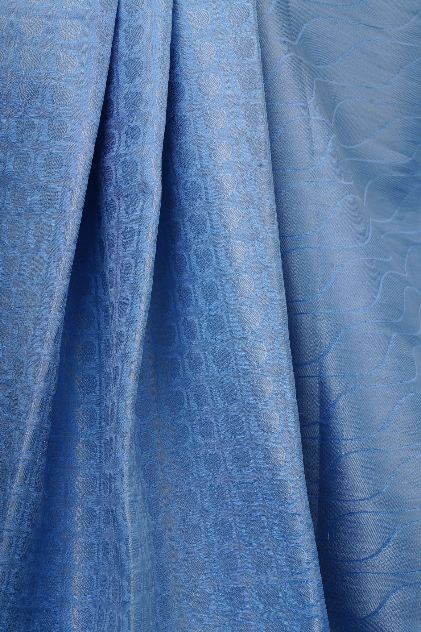 Elegant Dupion Silk Saree with Silver Zari Peacock Design & Regal Border Saree JCS Fashions