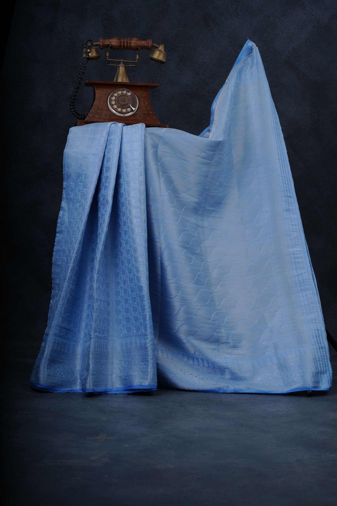 Elegant Dupion Silk Saree with Silver Zari Peacock Design & Regal Border Saree JCS Fashions