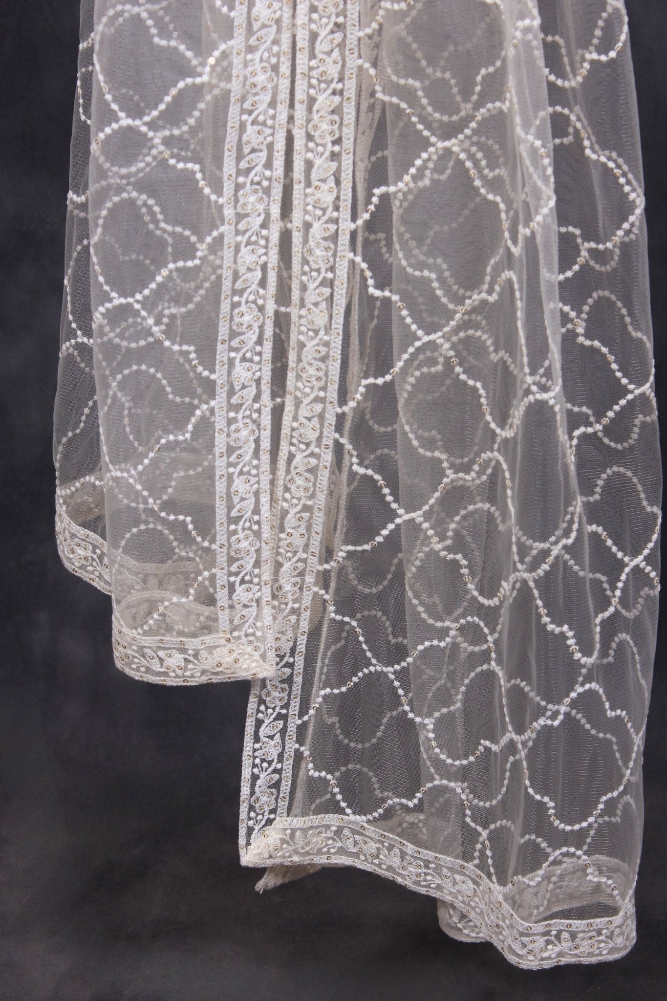 Elegant Embroidered and Sequined Net Dupatta from JCSFashions Dupatta JCS Fashions