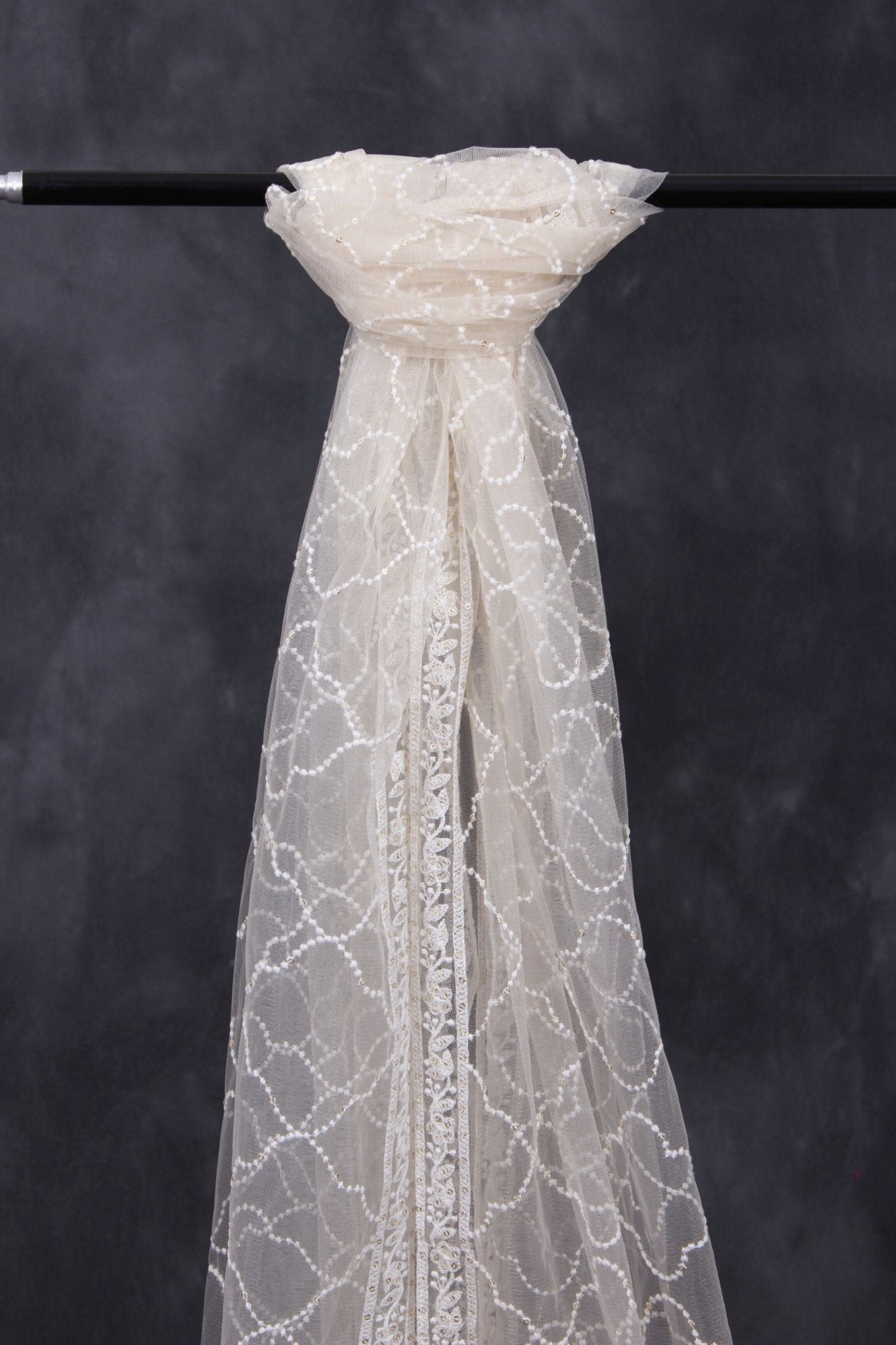 Elegant Embroidered and Sequined Net Dupatta from JCSFashions Dupatta JCS Fashions