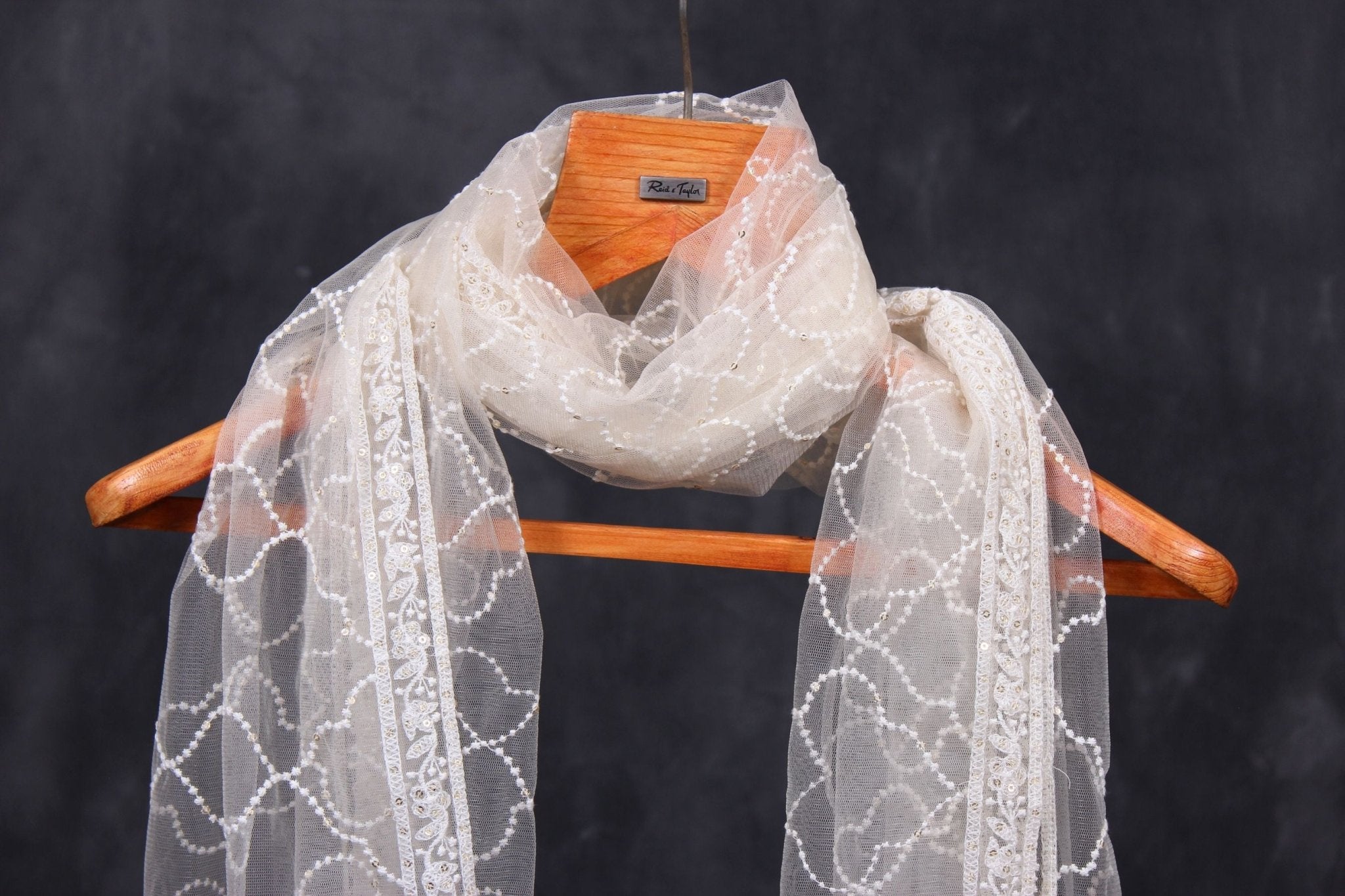 Elegant Embroidered and Sequined Net Dupatta from JCSFashions Dupatta JCS Fashions